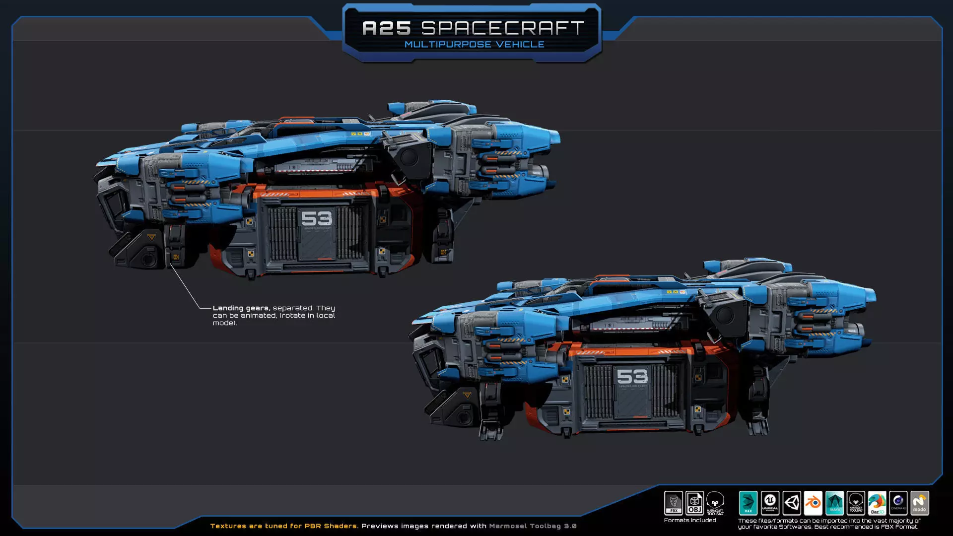 A25 Spacecraft - Multipurpose  Low-poly 3D model_9