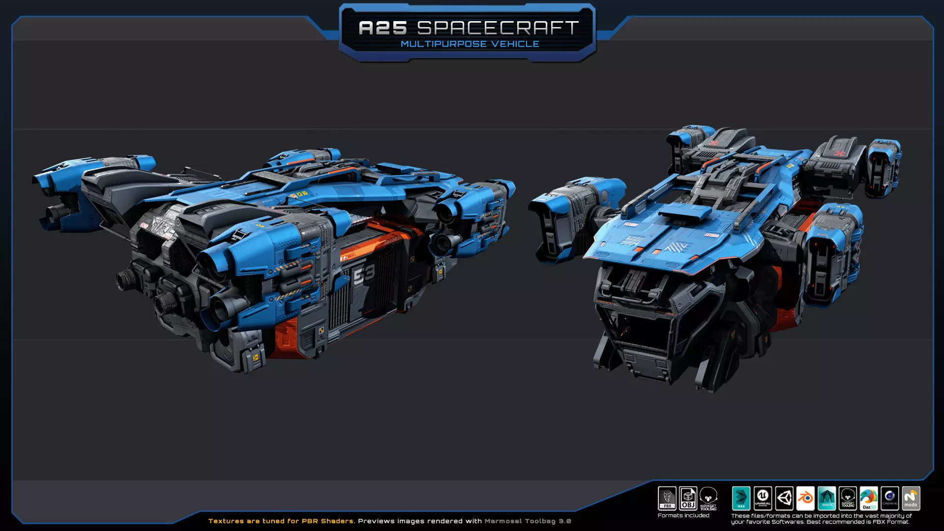 A25 Spacecraft - Multipurpose  Low-poly 3D model_5