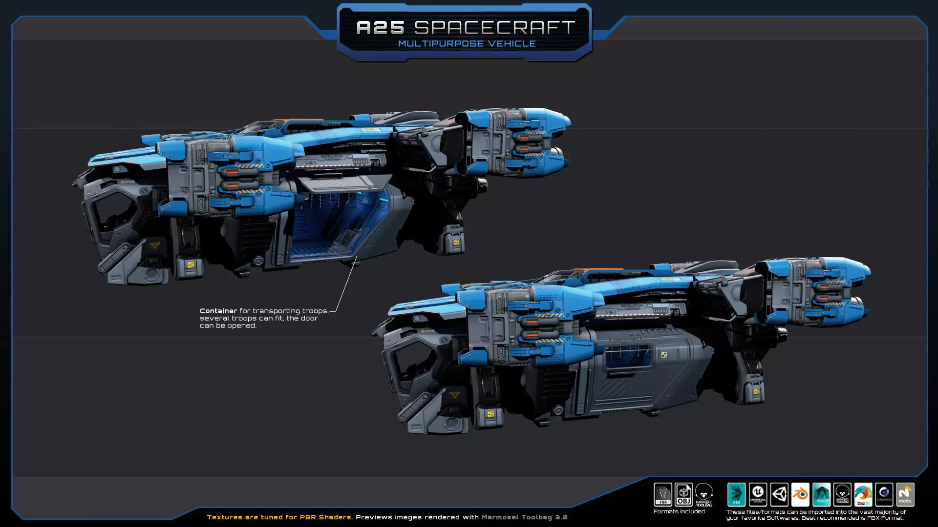 A25 Spacecraft - Multipurpose  Low-poly 3D model_8