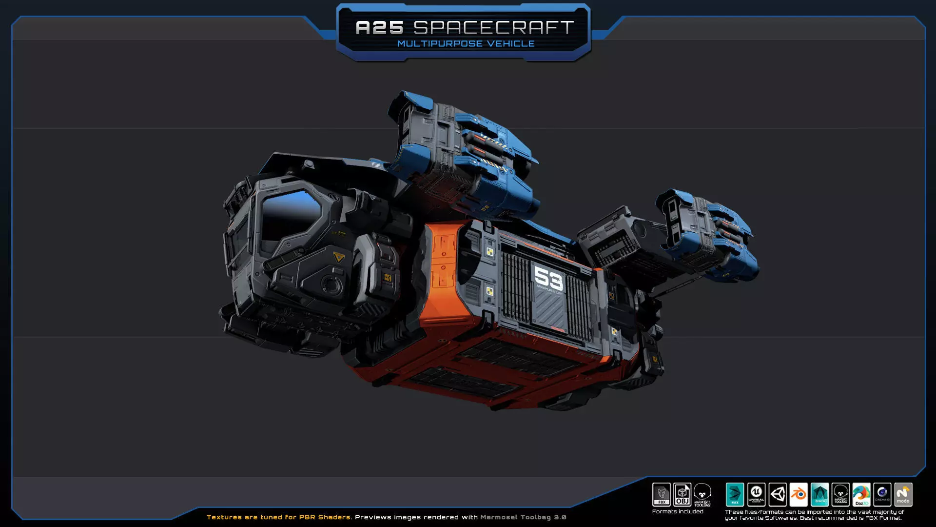 A25 Spacecraft - Multipurpose  Low-poly 3D model_4