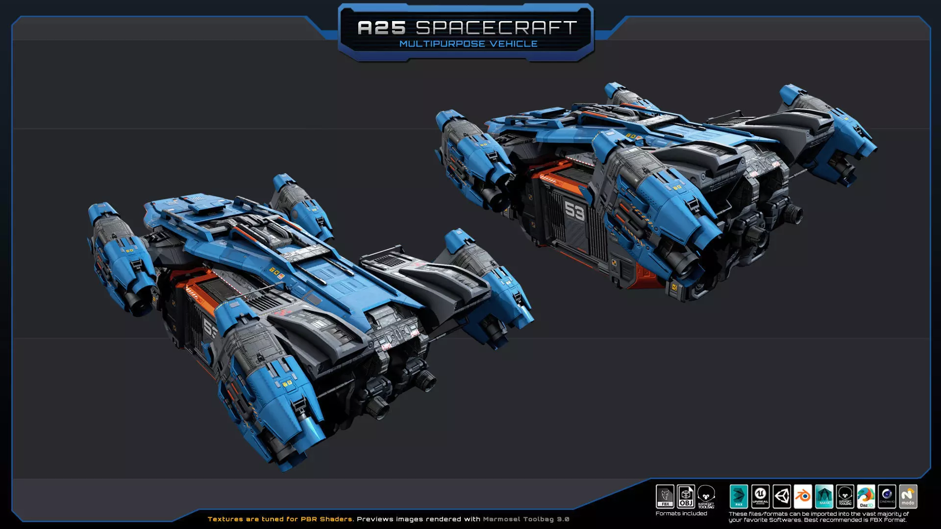 A25 Spacecraft - Multipurpose  Low-poly 3D model_10