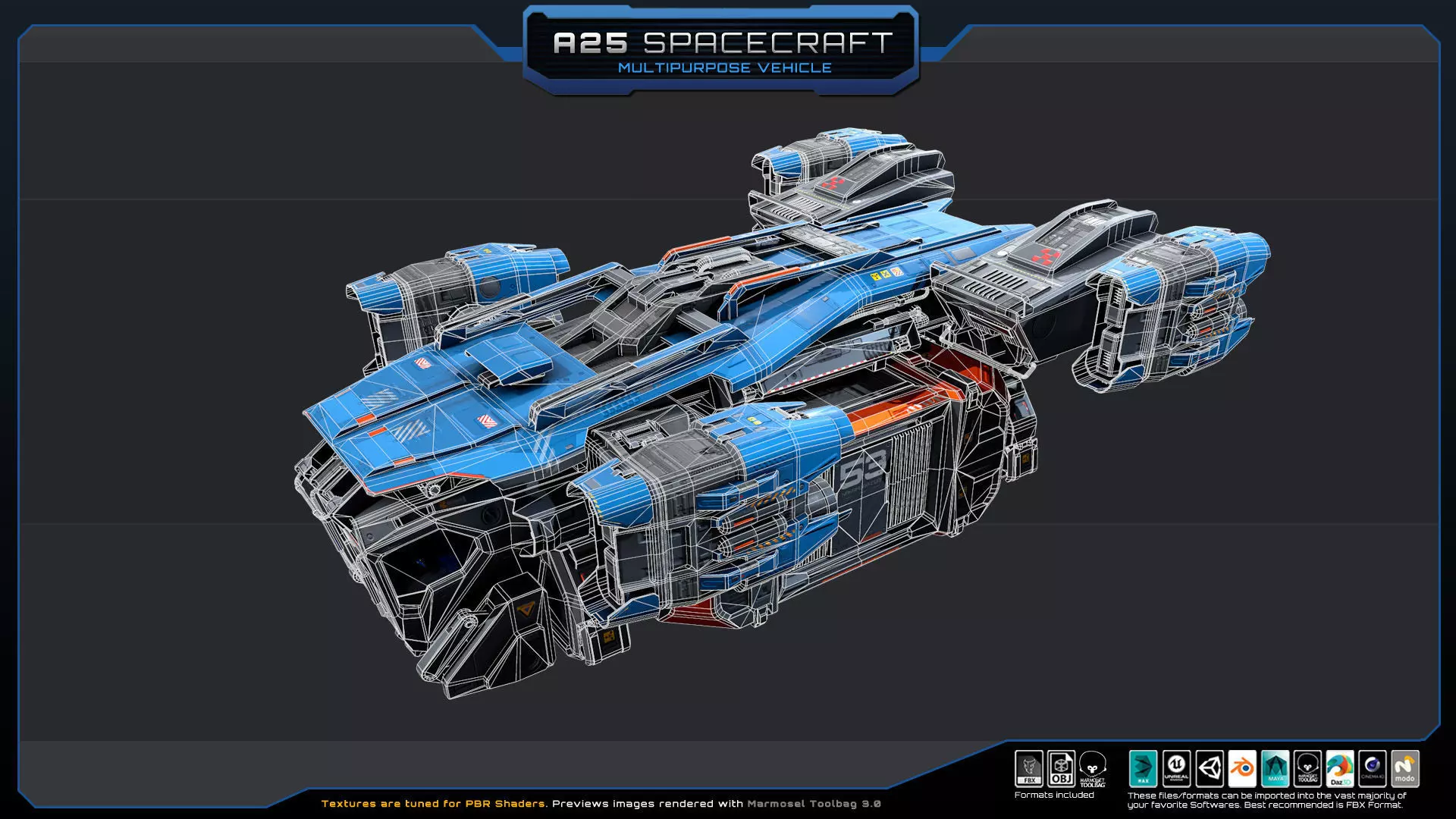 A25 Spacecraft - Multipurpose  Low-poly 3D model_12