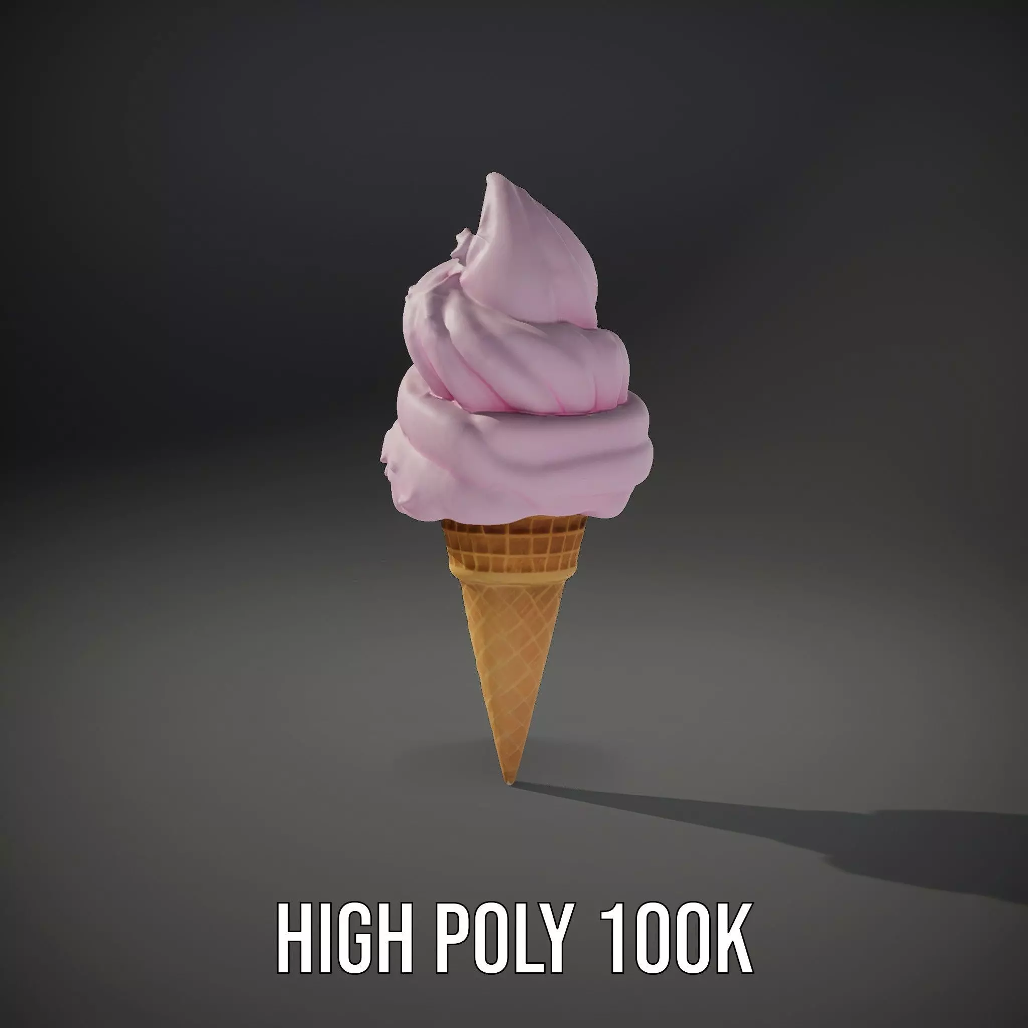 Strawberry Ice Cream Cone model pack Low-poly 3D model_10