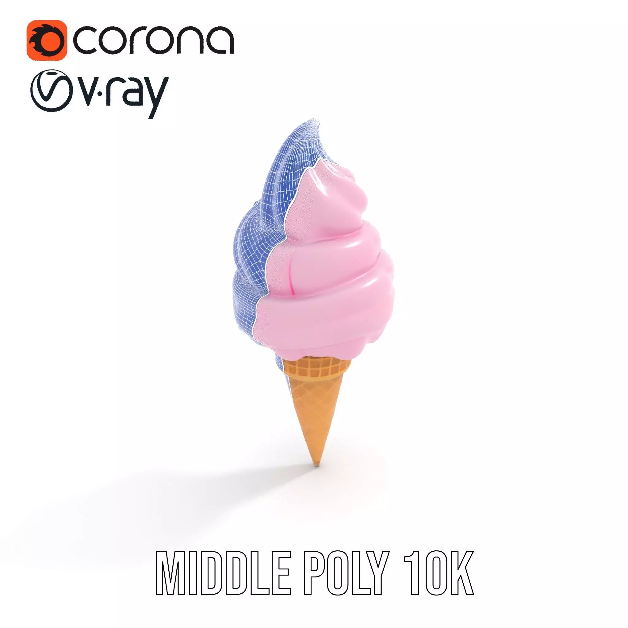 Strawberry Ice Cream Cone model pack Low-poly 3D model_17