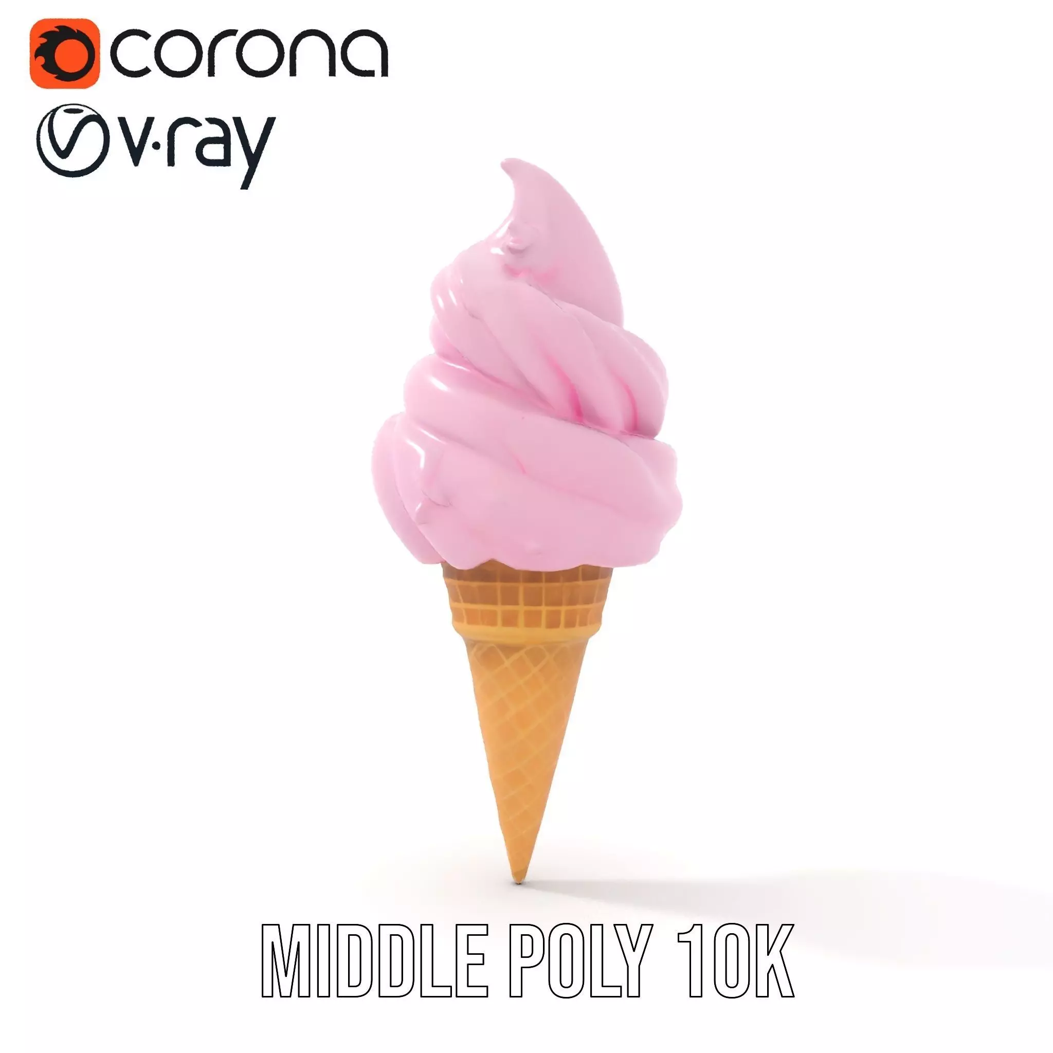 Strawberry Ice Cream Cone model pack Low-poly 3D model_14