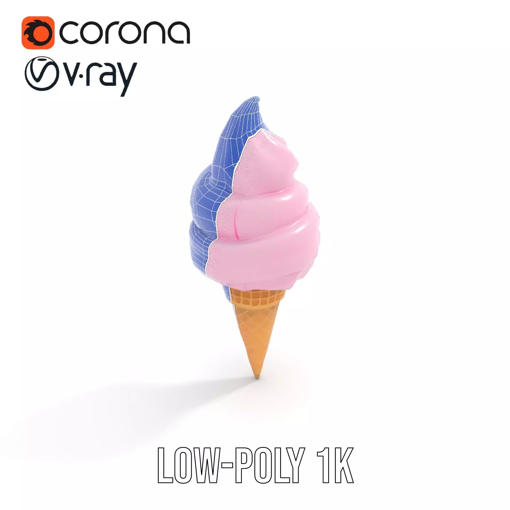 Strawberry Ice Cream Cone model pack Low-poly 3D model_29