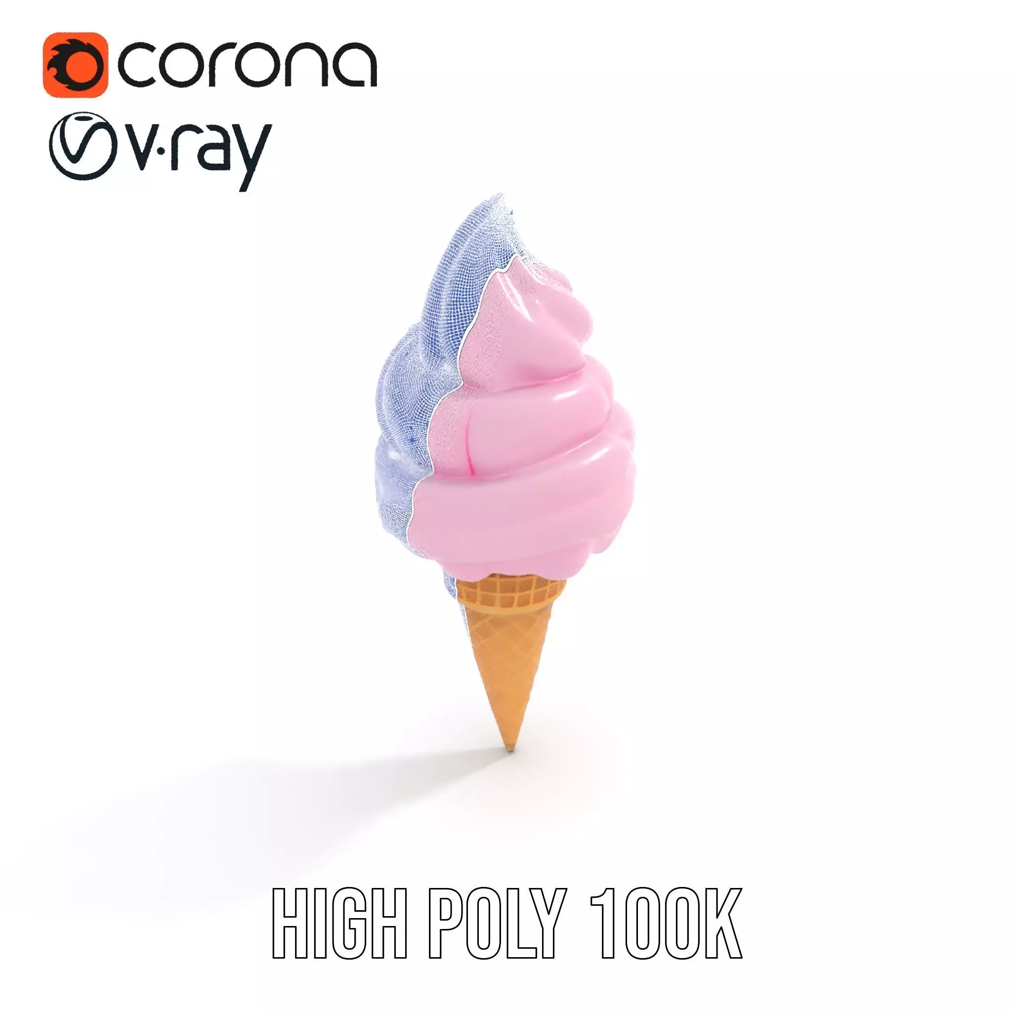 Strawberry Ice Cream Cone model pack Low-poly 3D model_34