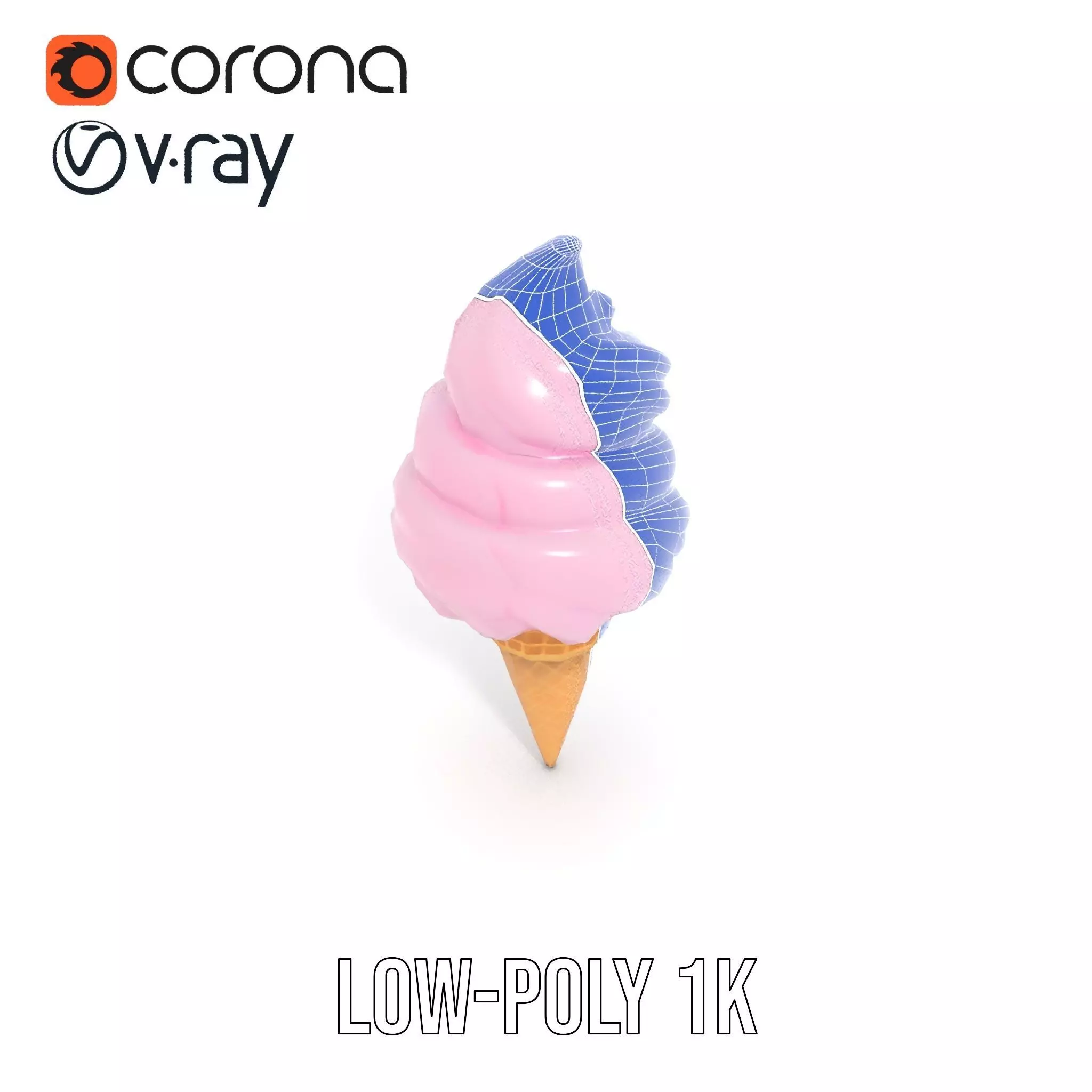 Strawberry Ice Cream Cone model pack Low-poly 3D model_20