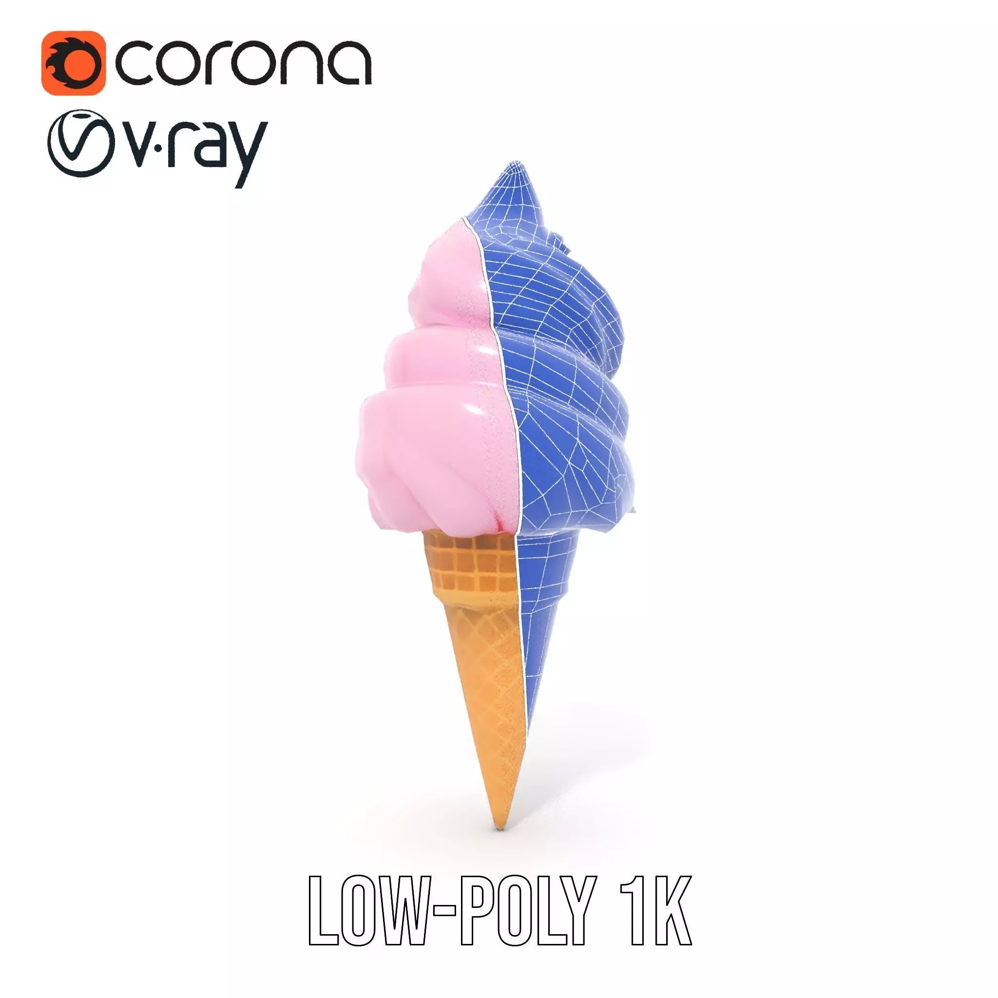 Strawberry Ice Cream Cone model pack Low-poly 3D model_18