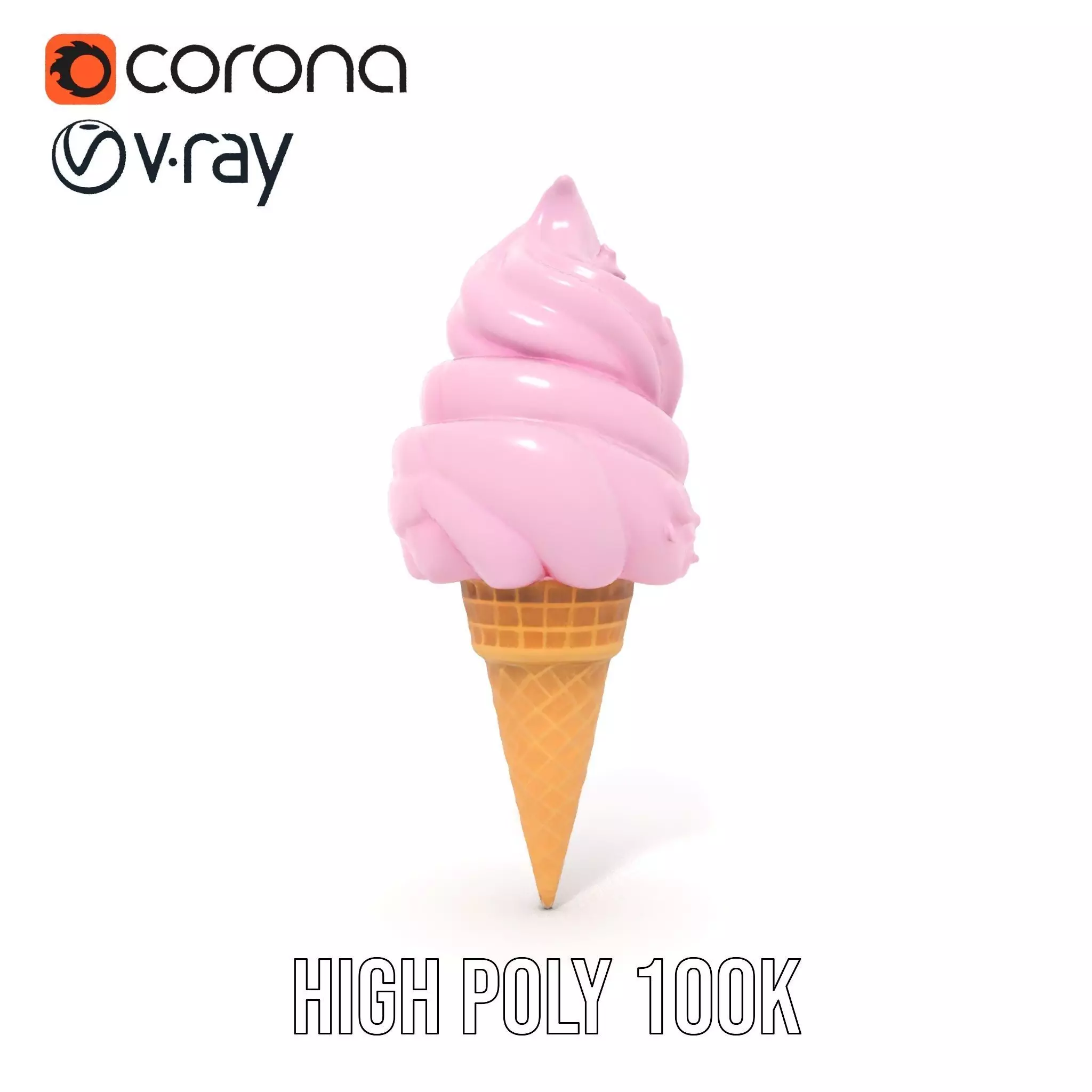 Strawberry Ice Cream Cone model pack Low-poly 3D model_24