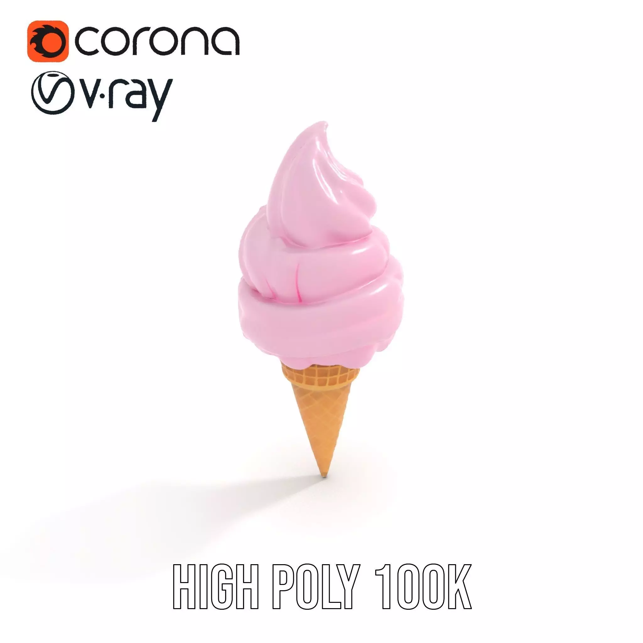 Strawberry Ice Cream Cone model pack Low-poly 3D model_16