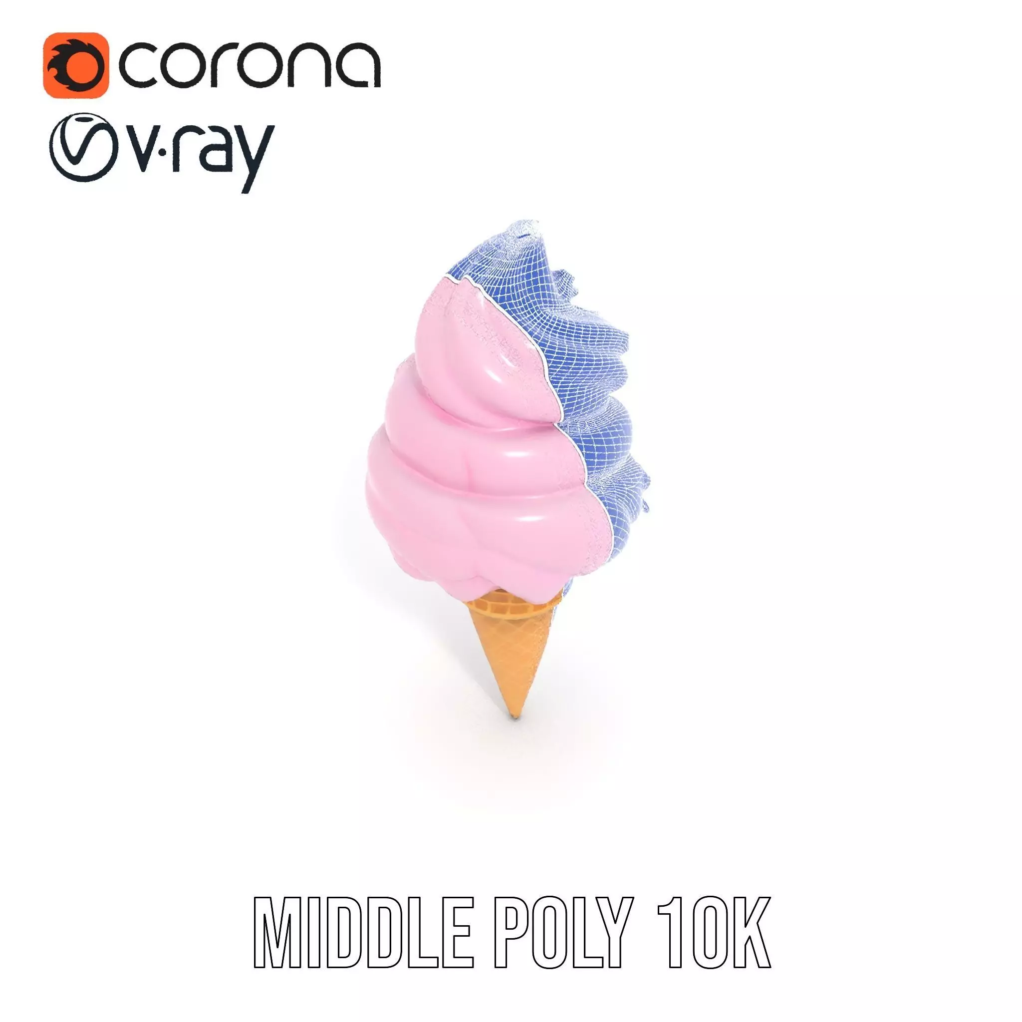 Strawberry Ice Cream Cone model pack Low-poly 3D model_19
