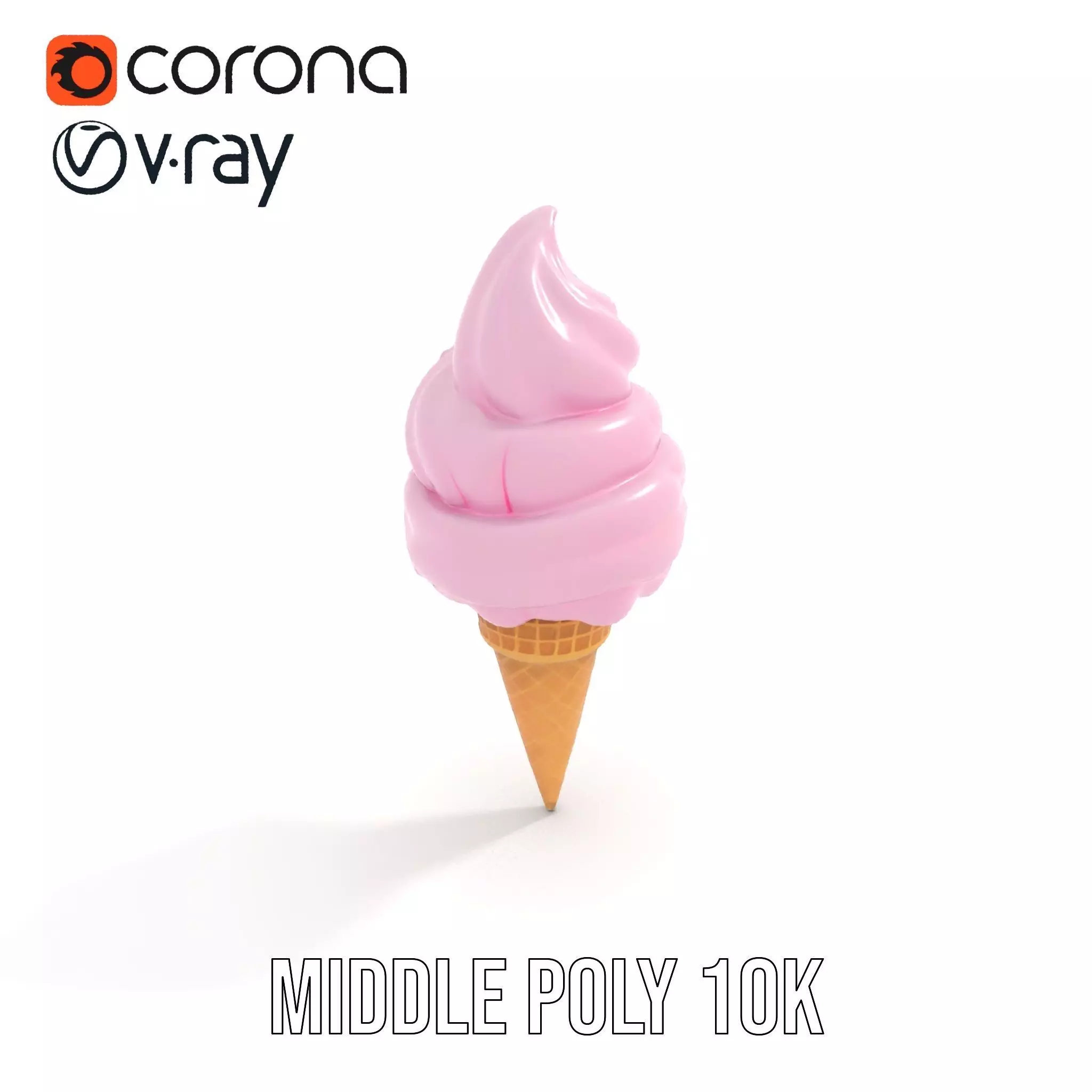 Strawberry Ice Cream Cone model pack Low-poly 3D model_11