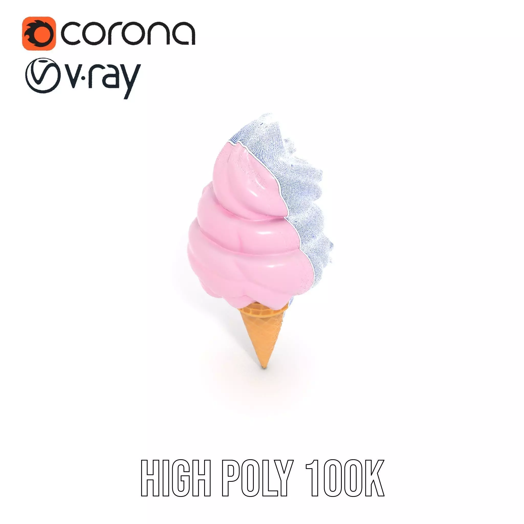 Strawberry Ice Cream Cone model pack Low-poly 3D model_35