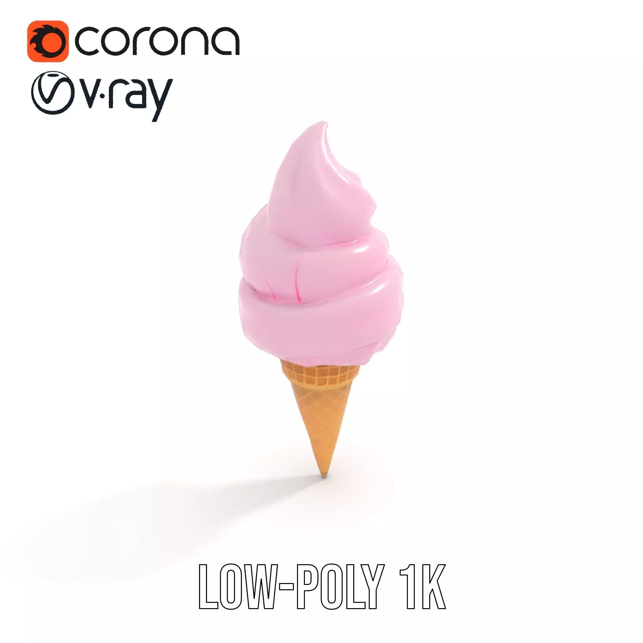 Strawberry Ice Cream Cone model pack Low-poly 3D model_9