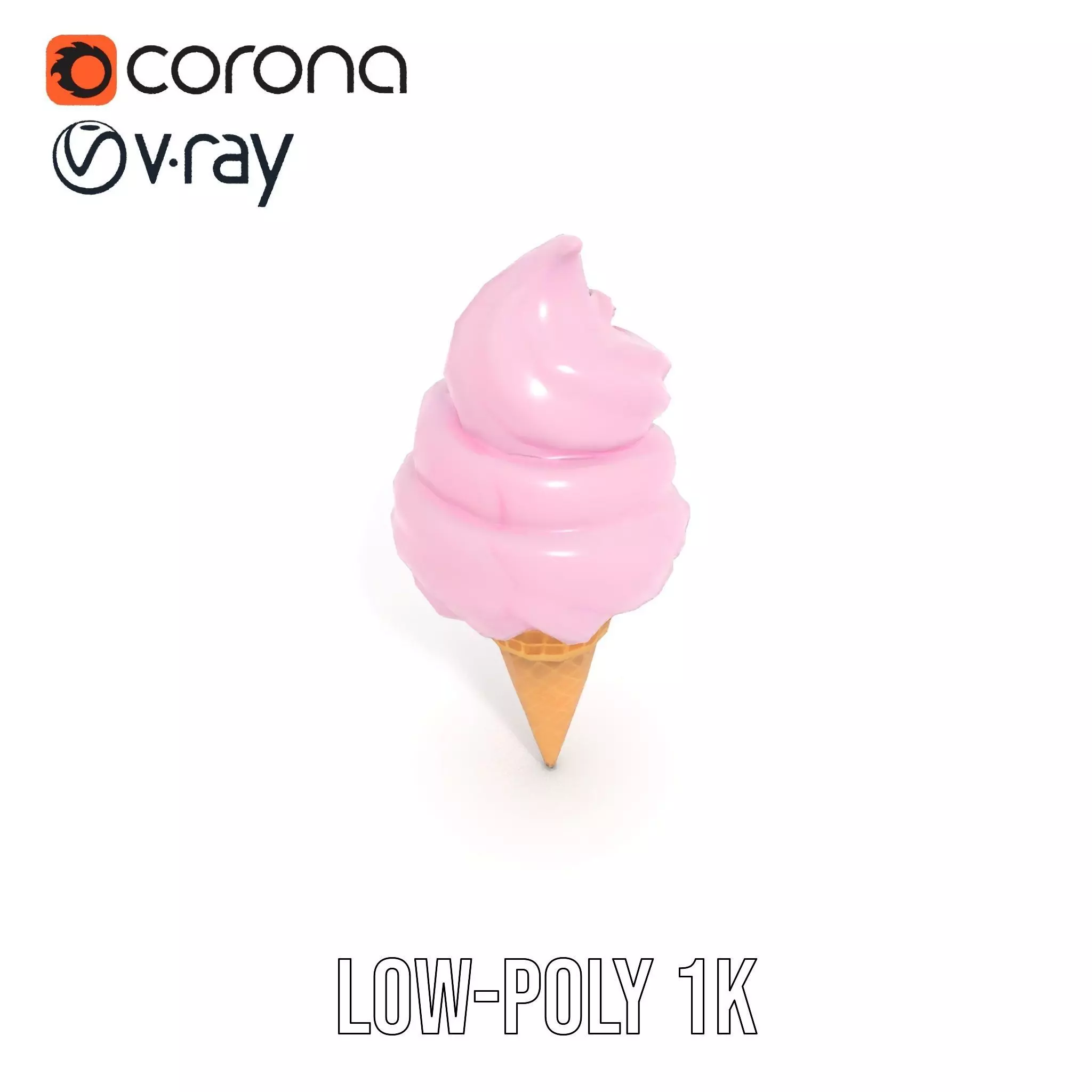 Strawberry Ice Cream Cone model pack Low-poly 3D model_23