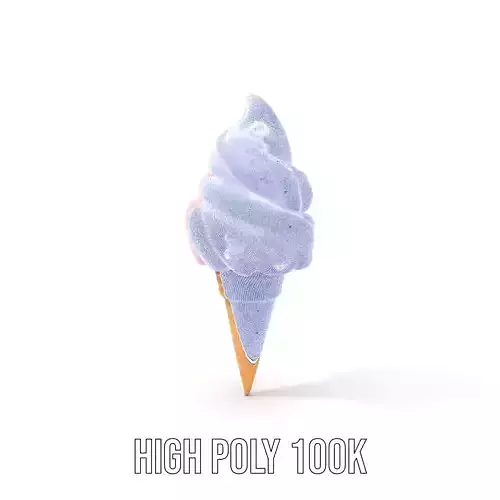 Strawberry Ice Cream Cone model pack Low-poly 3D model 4