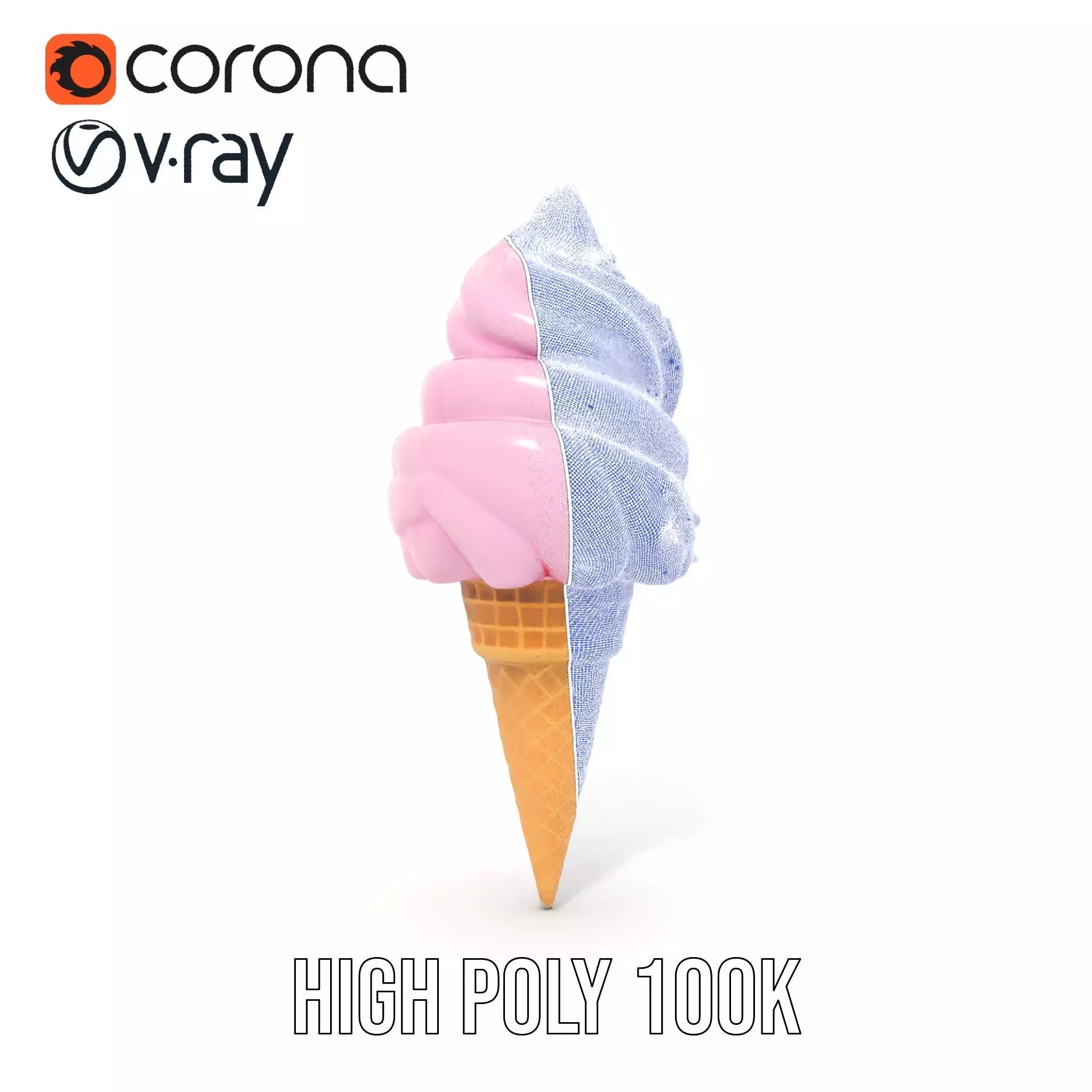 Strawberry Ice Cream Cone model pack Low-poly 3D model_33
