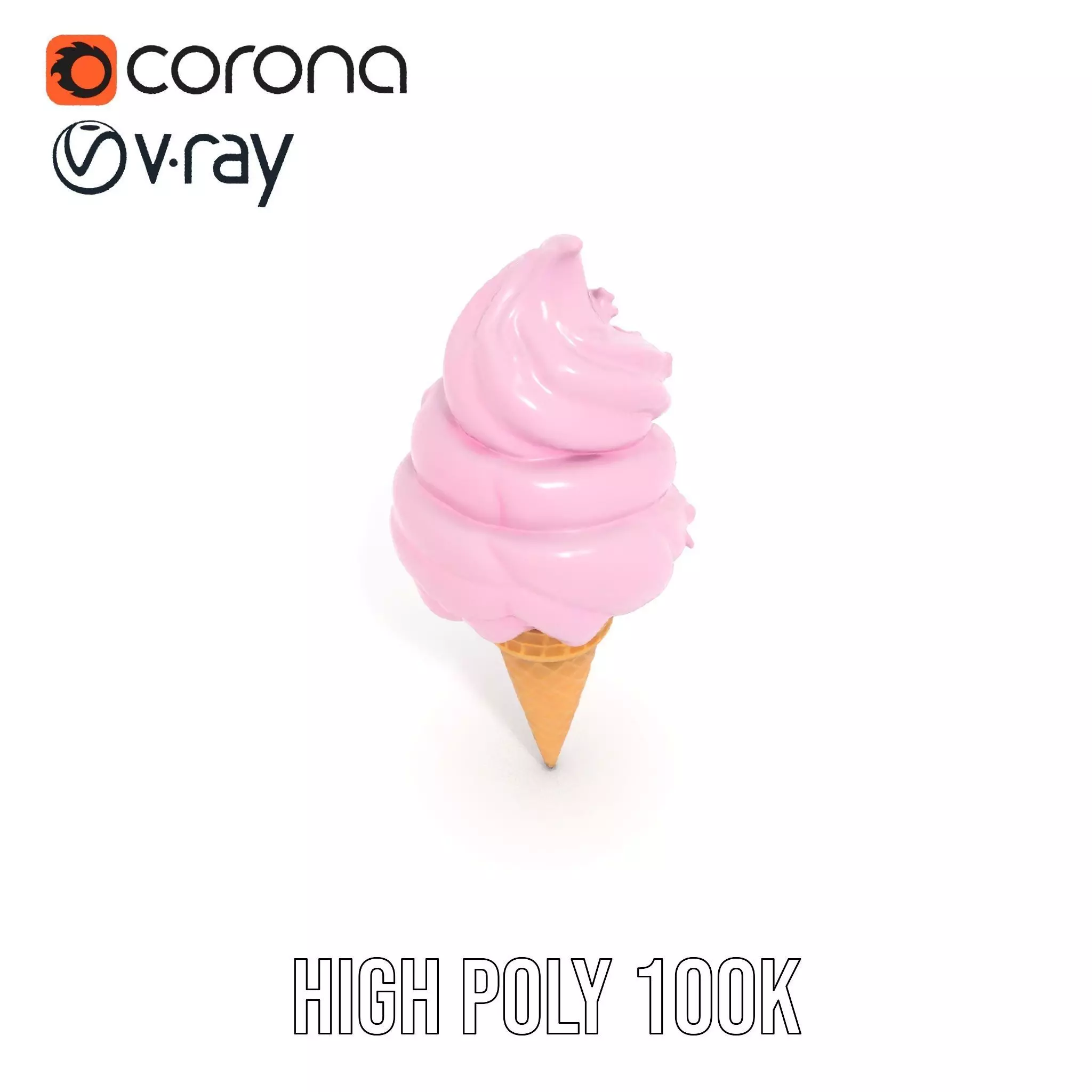 Strawberry Ice Cream Cone model pack Low-poly 3D model_21