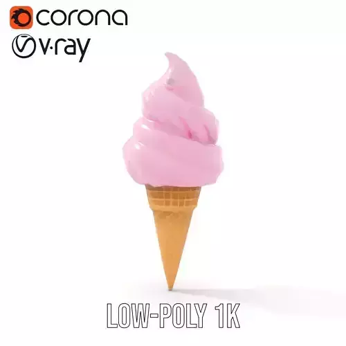 Strawberry Ice Cream Cone model pack Low-poly 3D model 7
