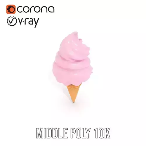 Strawberry Ice Cream Cone model pack Low-poly 3D model 6