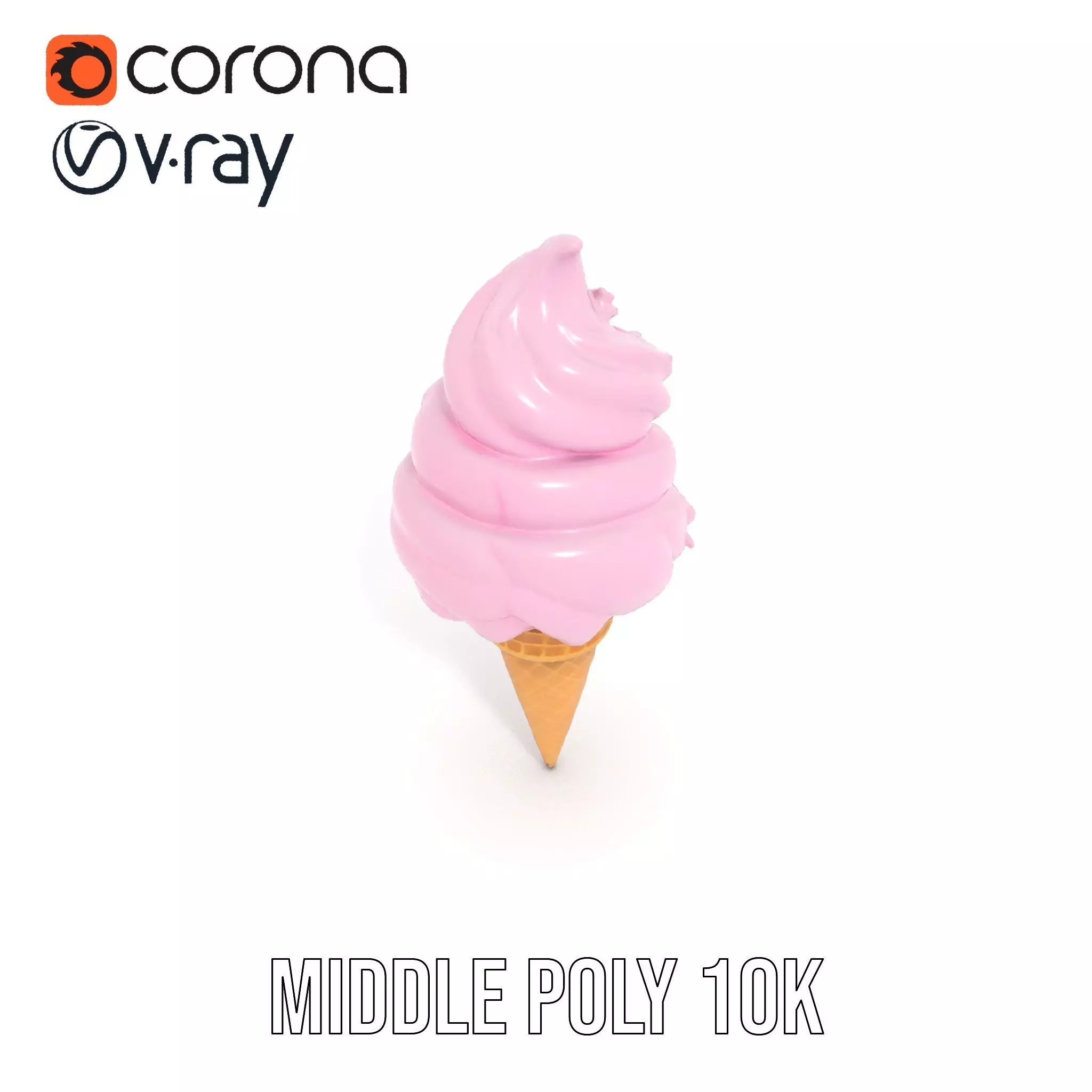 Strawberry Ice Cream Cone model pack Low-poly 3D model_7