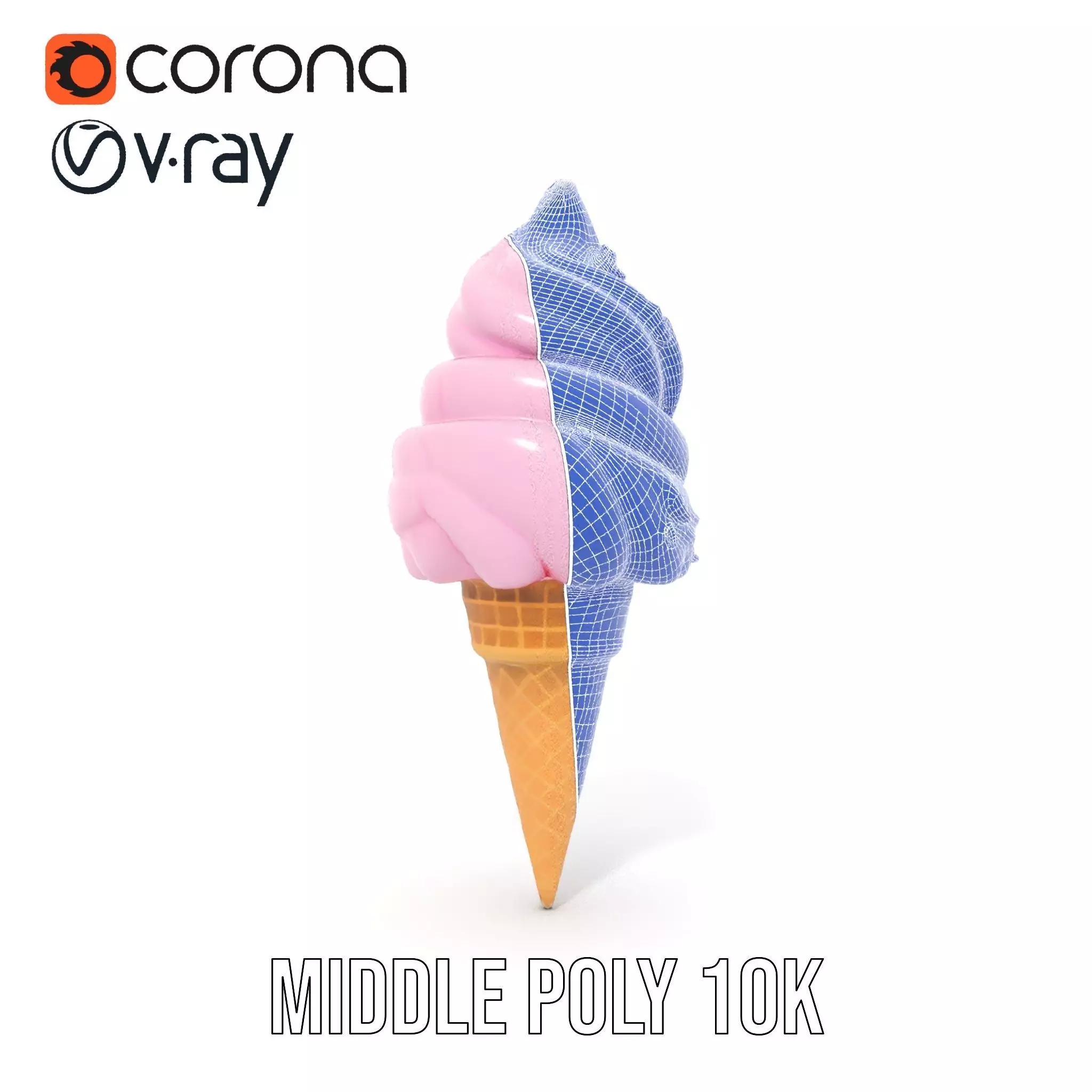 Strawberry Ice Cream Cone model pack Low-poly 3D model_31
