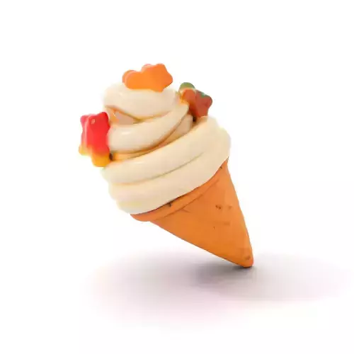 Swirled Ice Cream Cone with Gummies model pack Low-poly 3D model