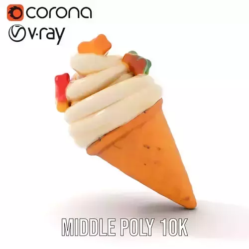 Swirled Ice Cream Cone with Gummies model pack Low-poly 3D model 5