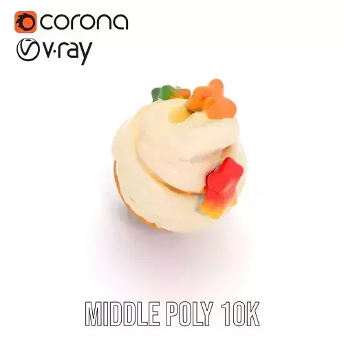 Swirled Ice Cream Cone with Gummies model pack Low-poly 3D model 6