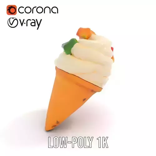 Swirled Ice Cream Cone with Gummies model pack Low-poly 3D model 7