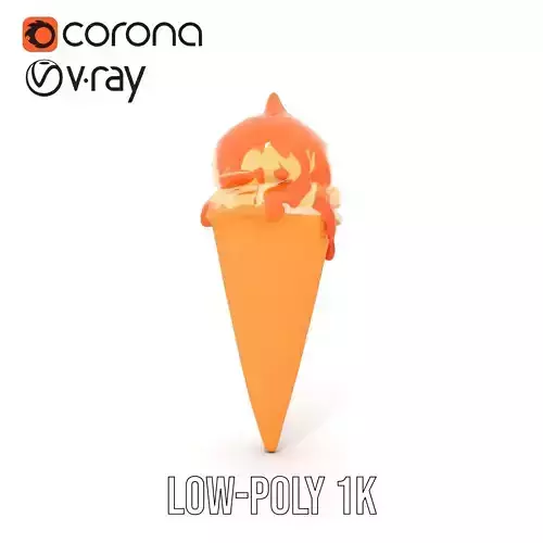 Caramel Ice Cream Cone model pack Low-poly 3D model 7