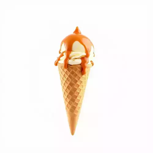 Caramel Ice Cream Cone model pack Low-poly 3D model 2