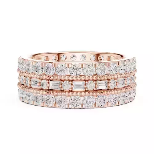 Baguette and Round Cut Engagement Wedding Ring 3DM STL Video