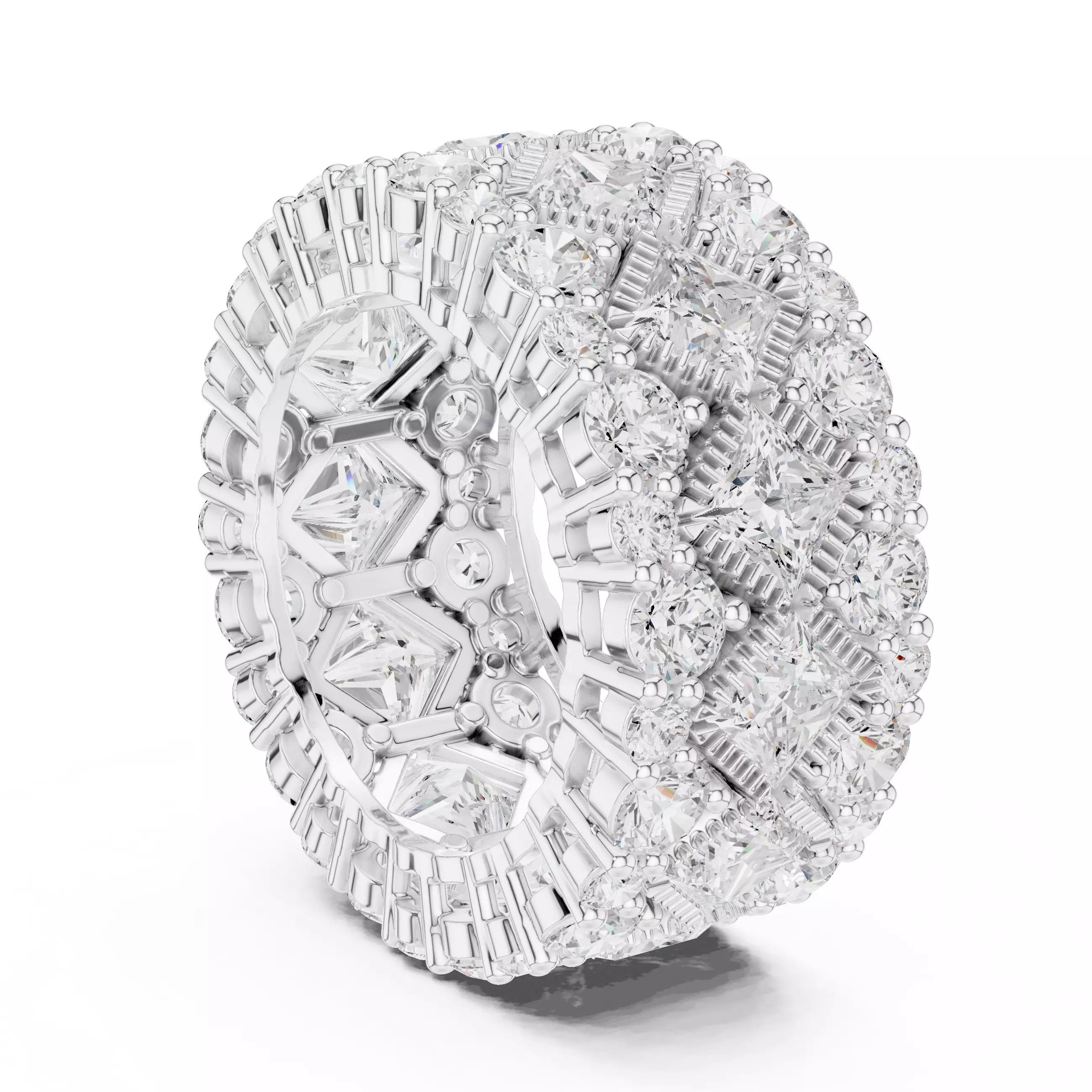 11mm Wide Full Eternity Princess Cut Stone Wedding Band Video 3D print model_9