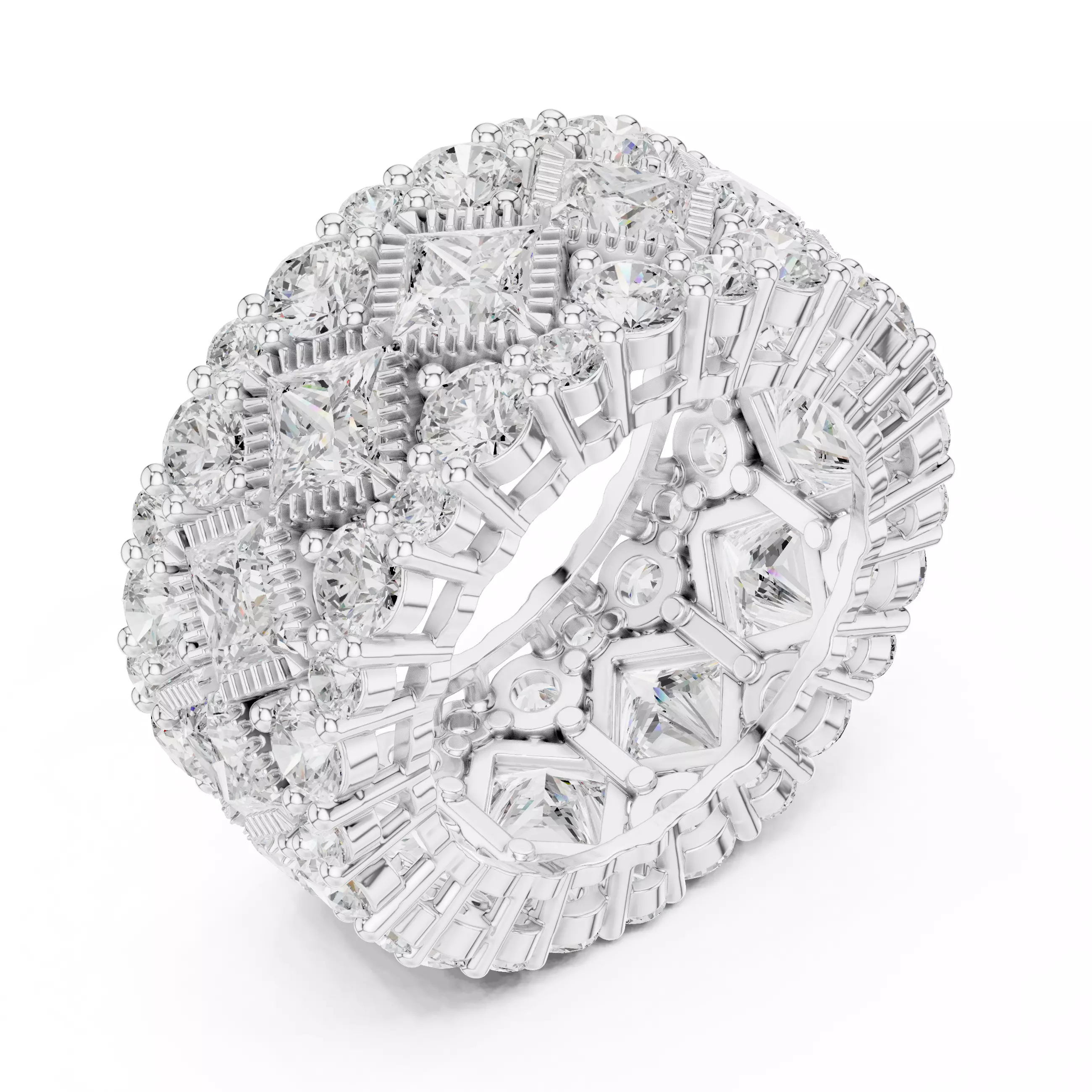 11mm Wide Full Eternity Princess Cut Stone Wedding Band Video 3D print model_10