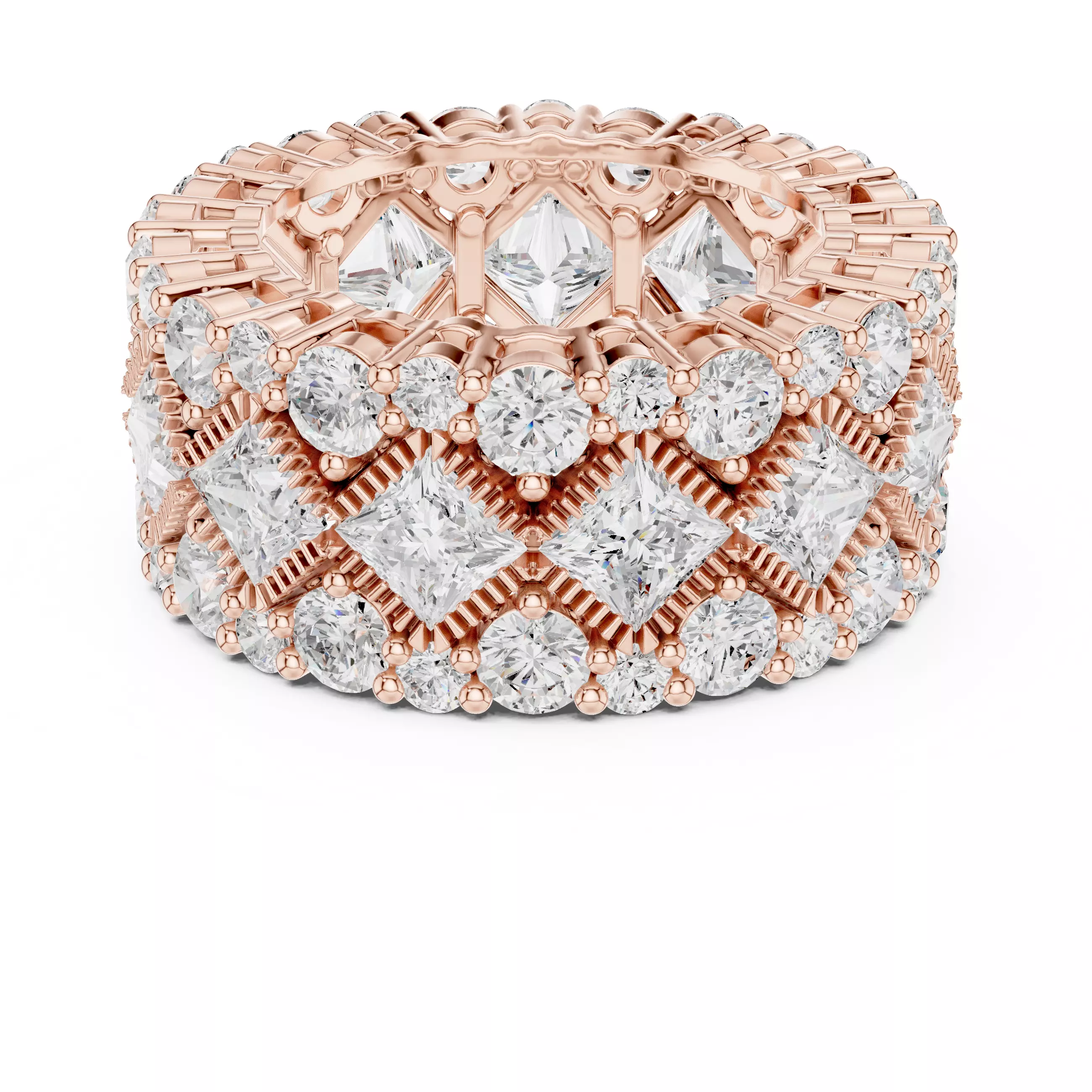 11mm Wide Full Eternity Princess Cut Stone Wedding Band Video 3D print model_5