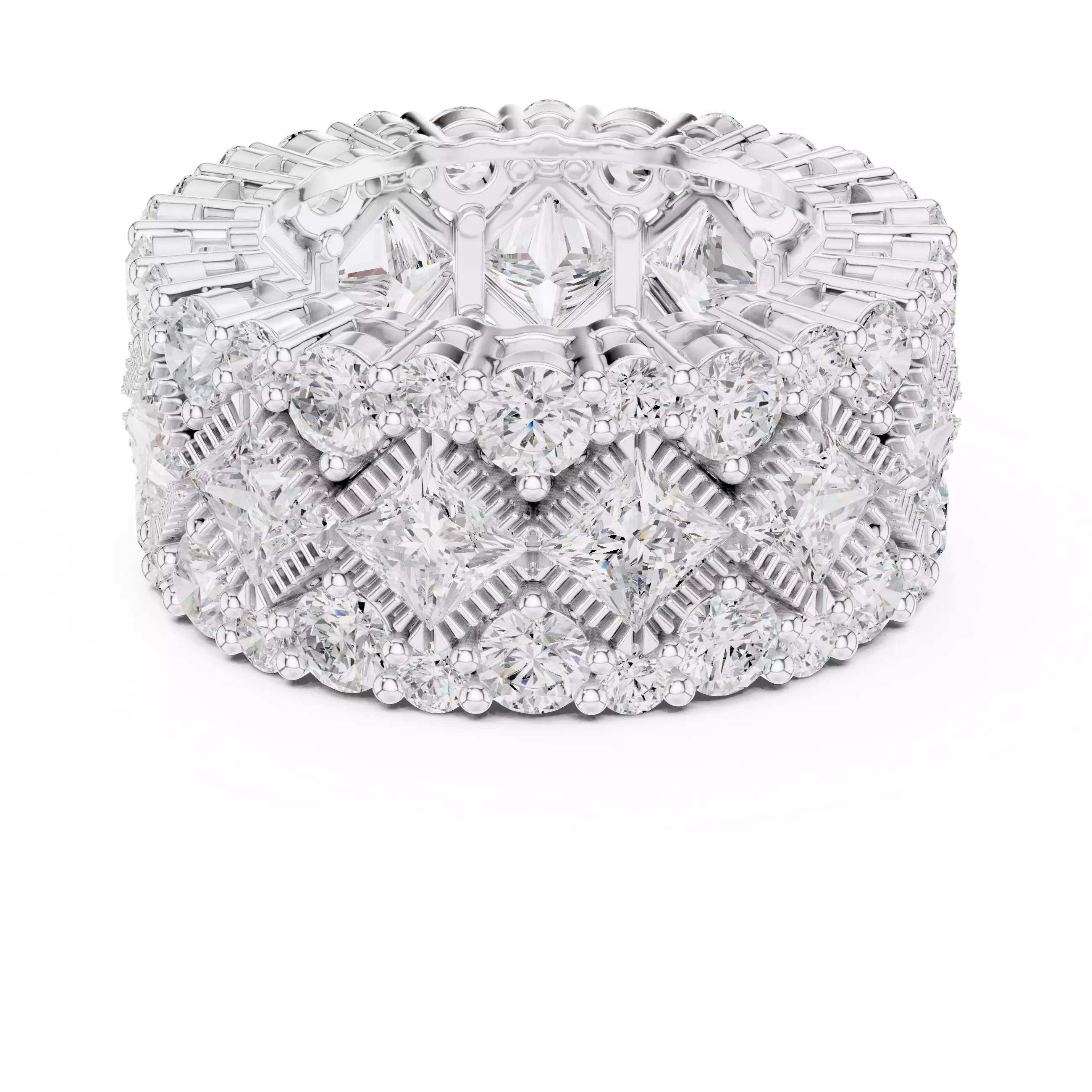 11mm Wide Full Eternity Princess Cut Stone Wedding Band Video 3D print model_11