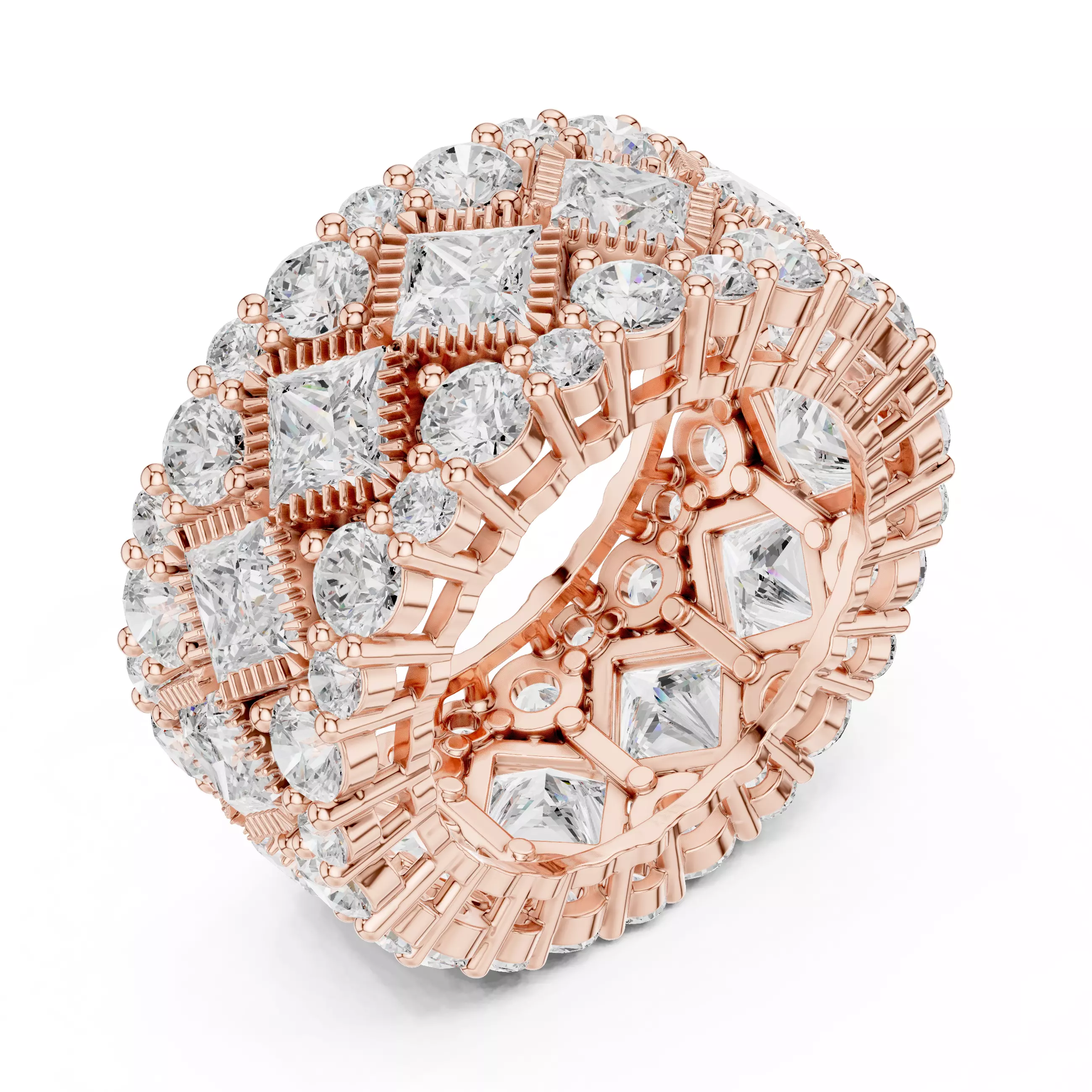 11mm Wide Full Eternity Princess Cut Stone Wedding Band Video 3D print model_4