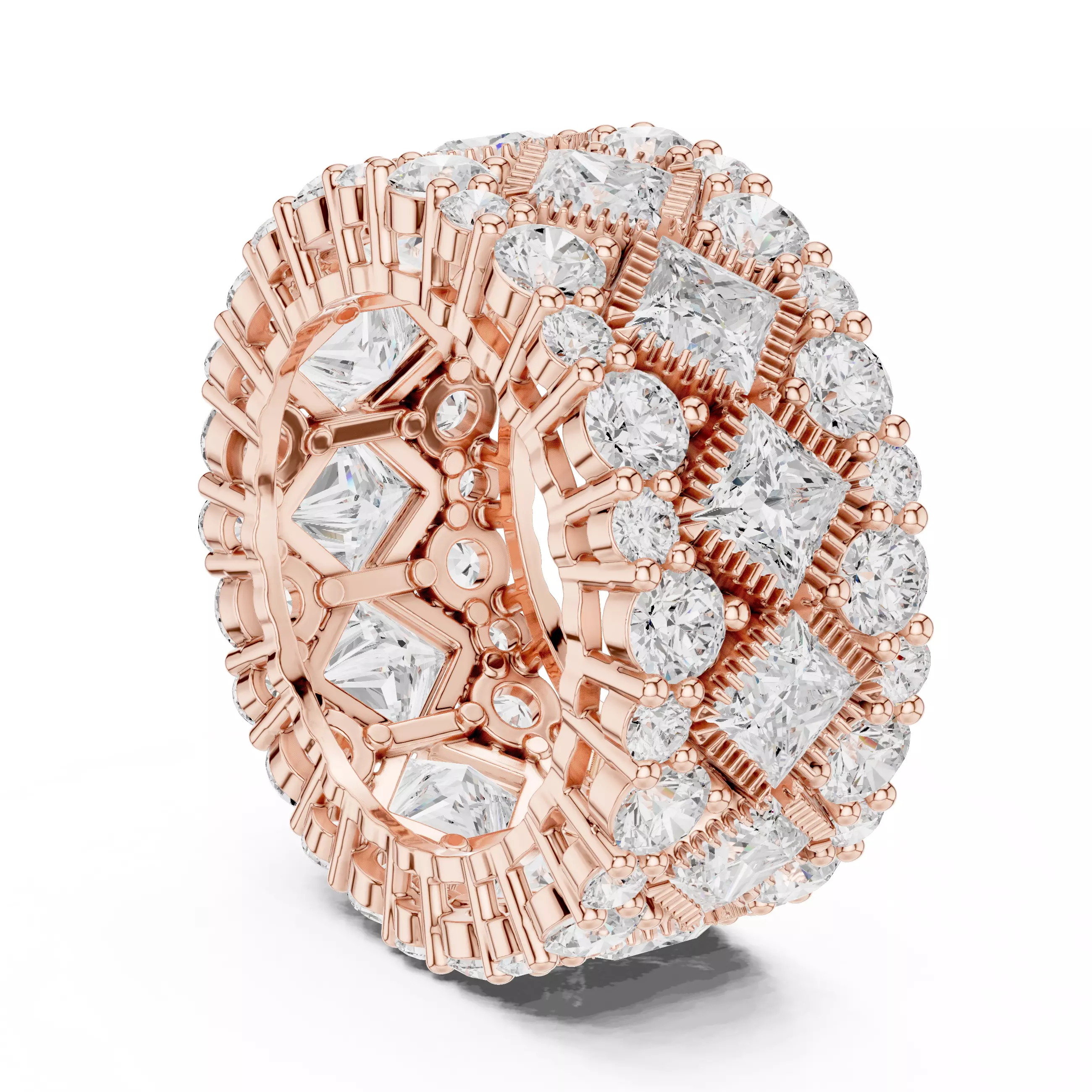 11mm Wide Full Eternity Princess Cut Stone Wedding Band Video 3D print model_3