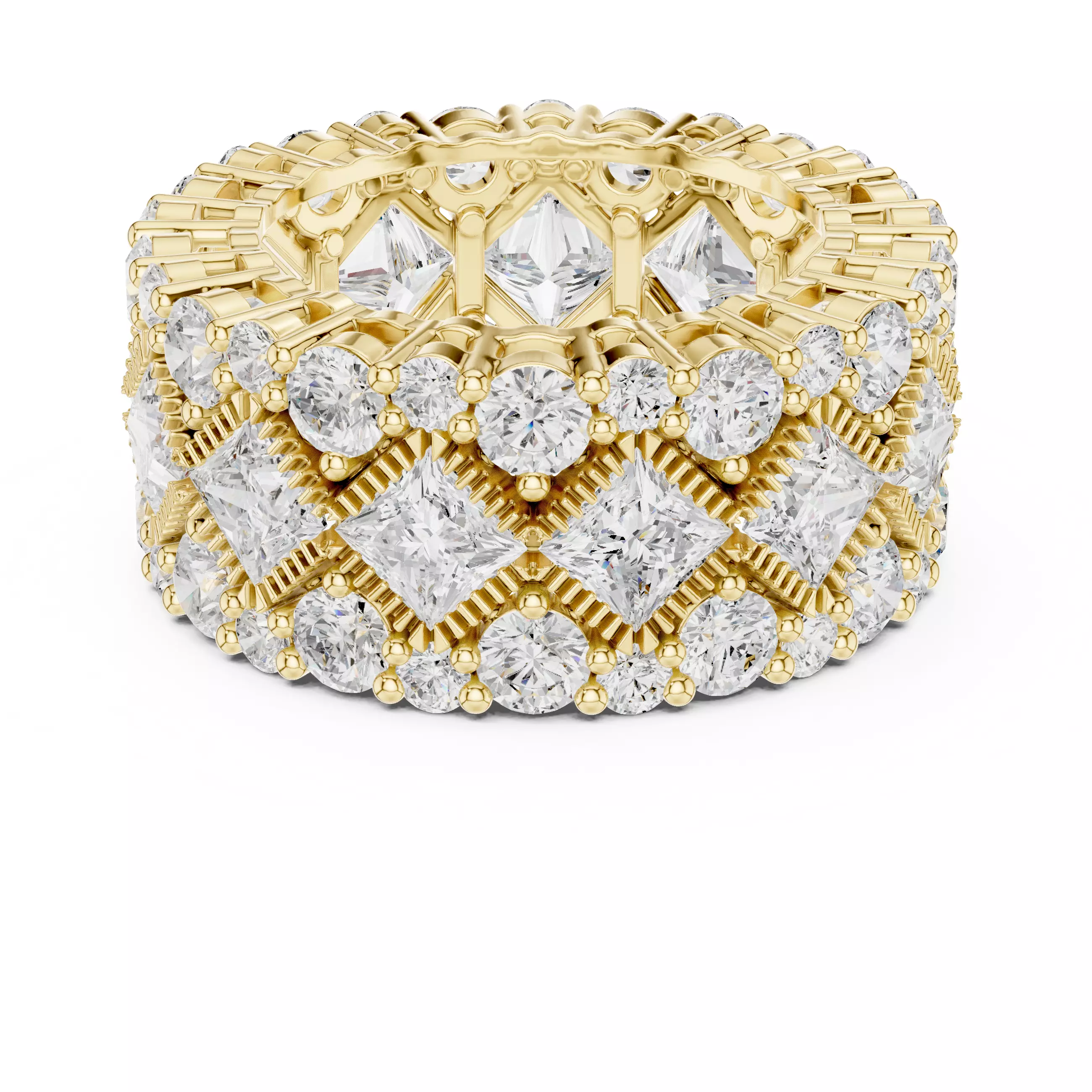 11mm Wide Full Eternity Princess Cut Stone Wedding Band Video 3D print model_8