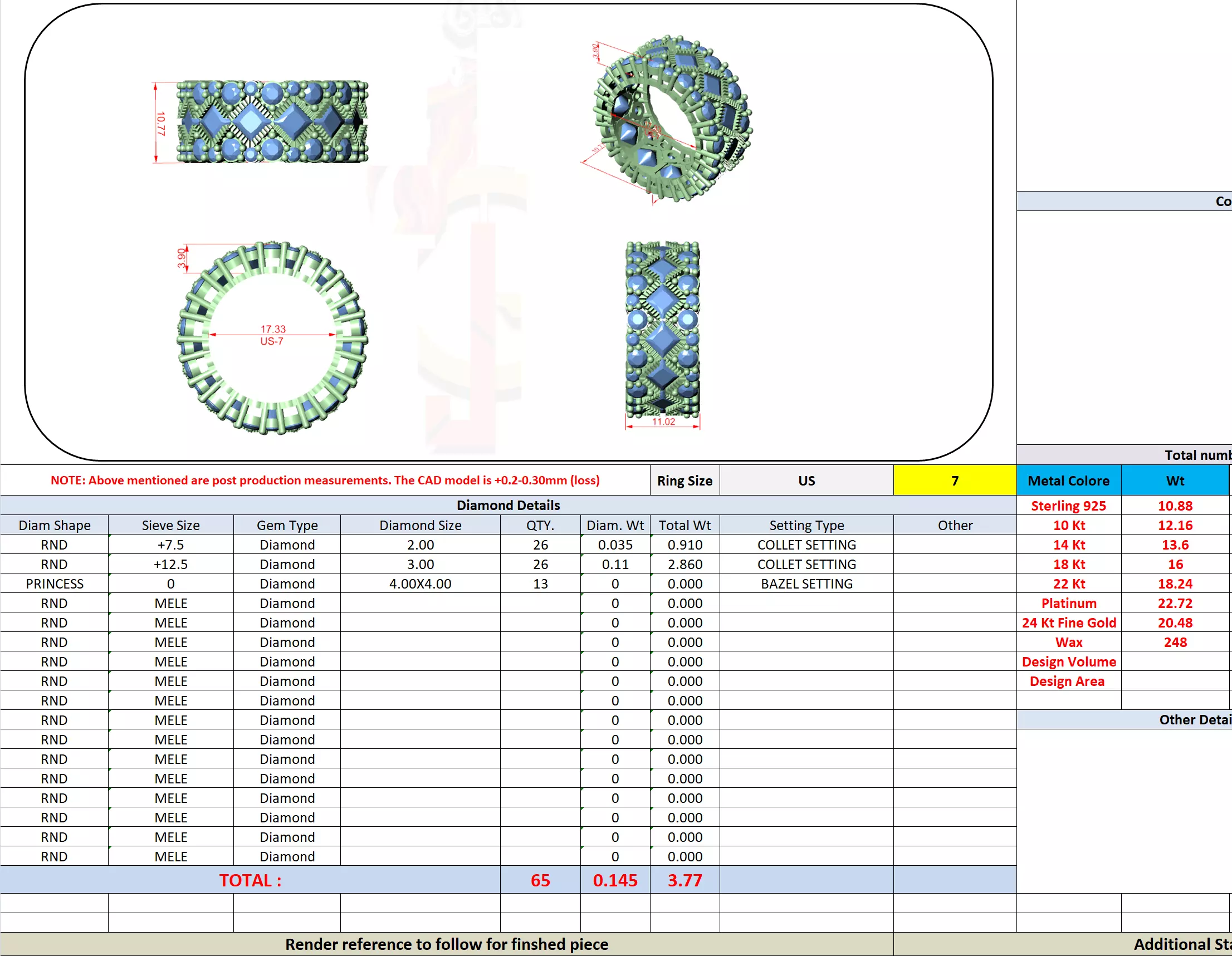11mm Wide Full Eternity Princess Cut Stone Wedding Band Video 3D print model_13