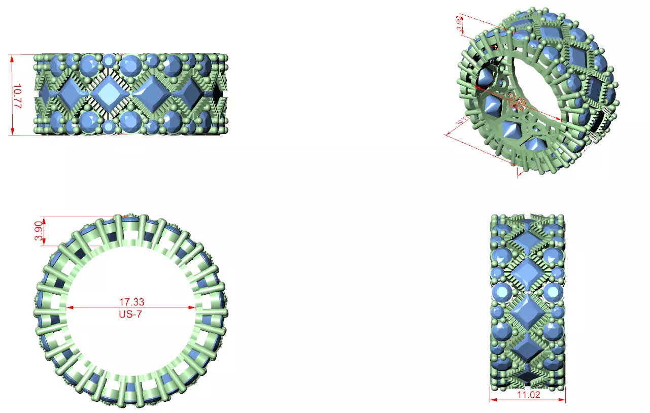 11mm Wide Full Eternity Princess Cut Stone Wedding Band Video 3D print model_12