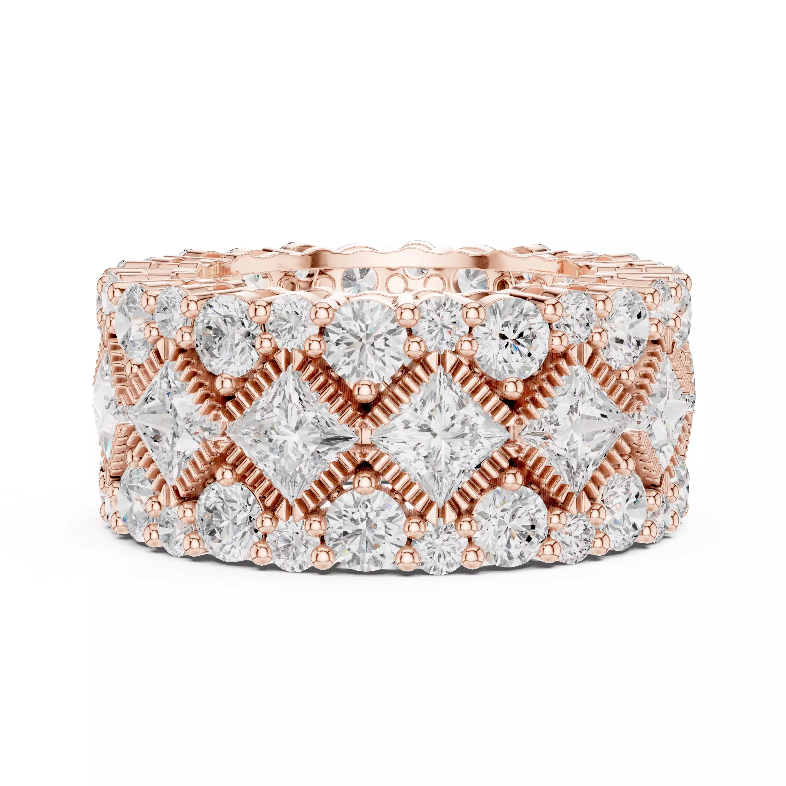 11mm Wide Full Eternity Princess Cut Stone Wedding Band Video 3D print model_0