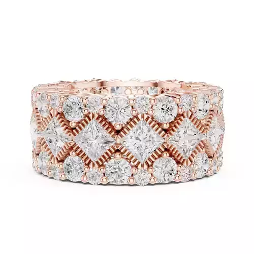 11mm Wide Full Eternity Princess Cut Stone Wedding Band Video 3D print model