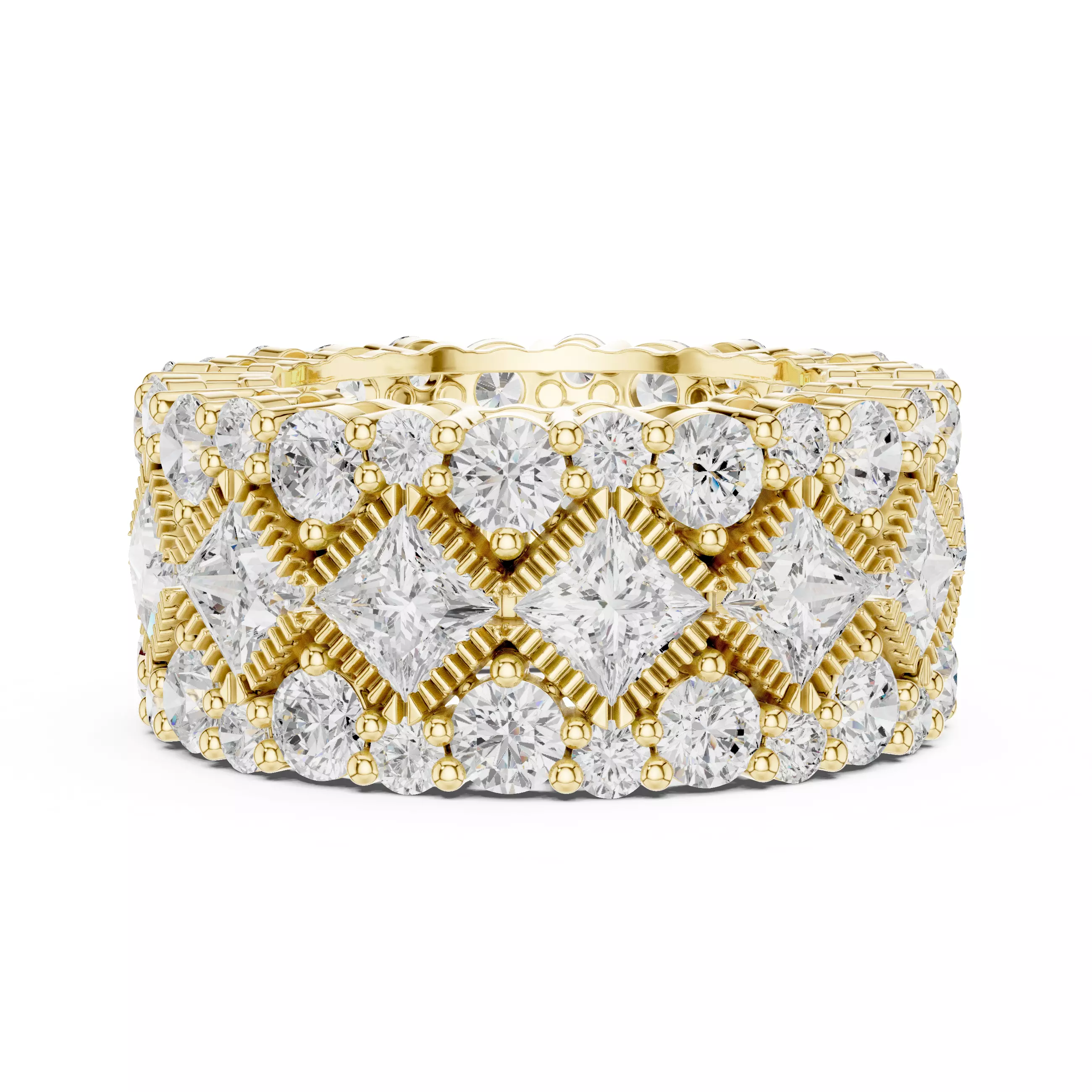 11mm Wide Full Eternity Princess Cut Stone Wedding Band Video 3D print model_1