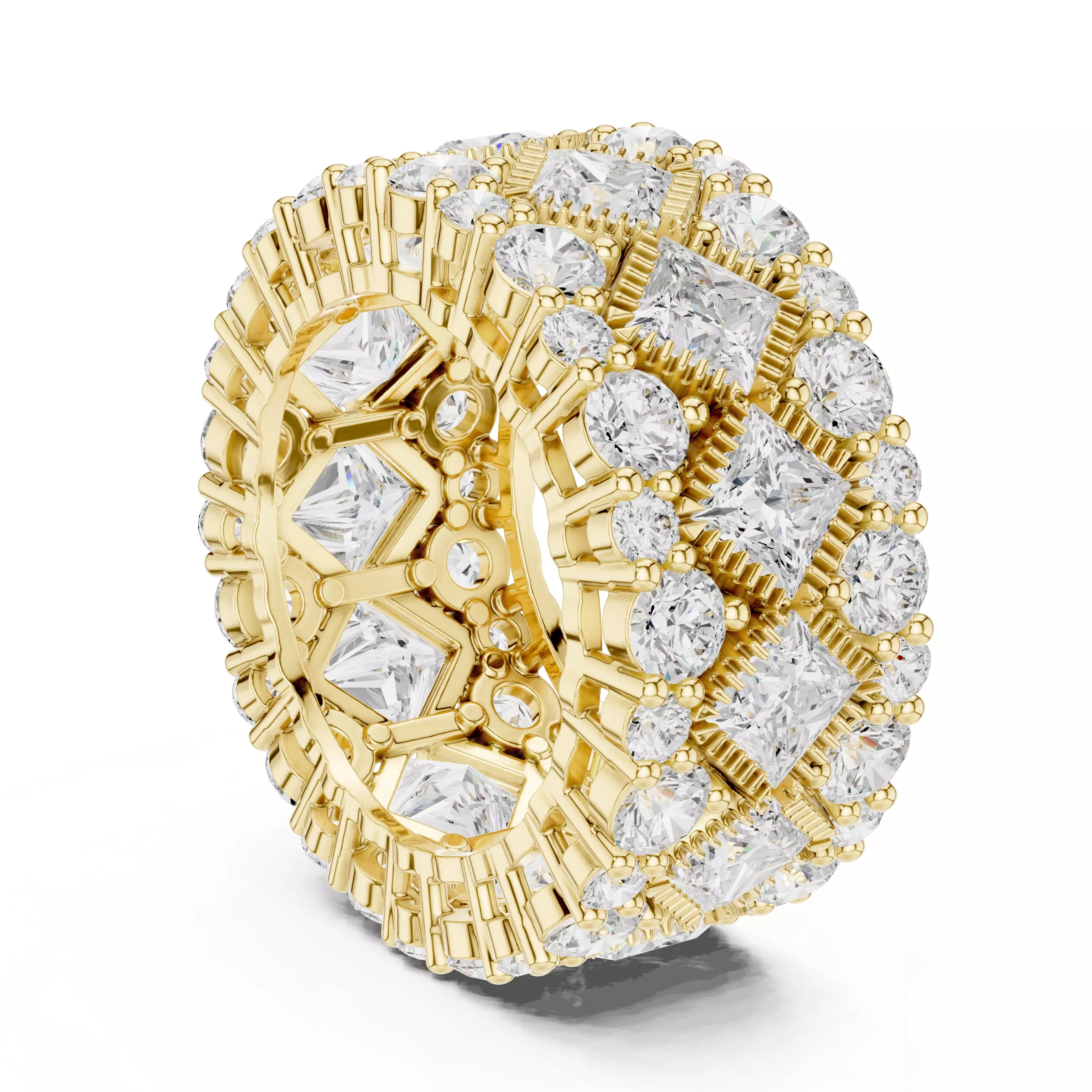 11mm Wide Full Eternity Princess Cut Stone Wedding Band Video 3D print model_6