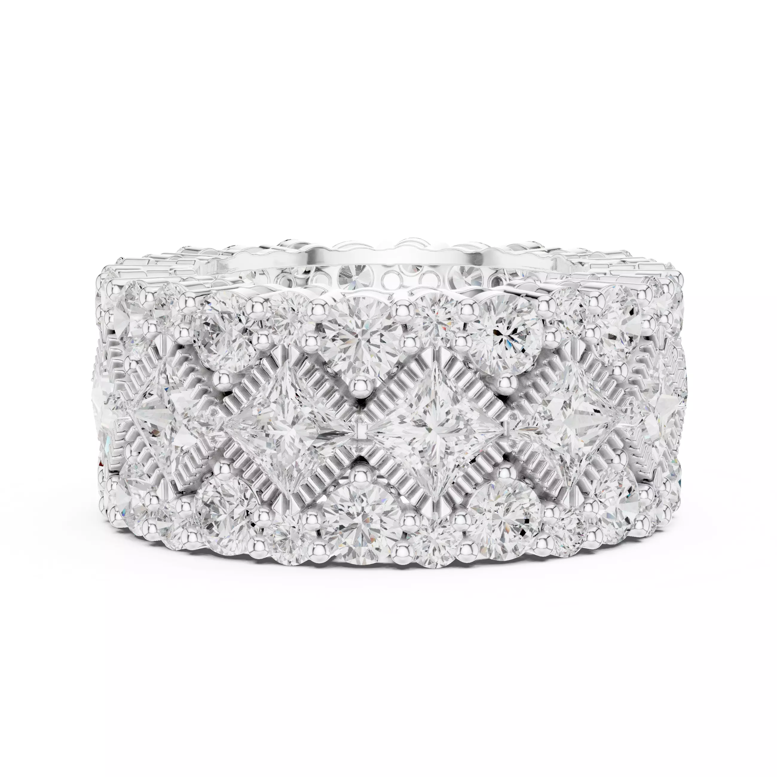 11mm Wide Full Eternity Princess Cut Stone Wedding Band Video 3D print model_2