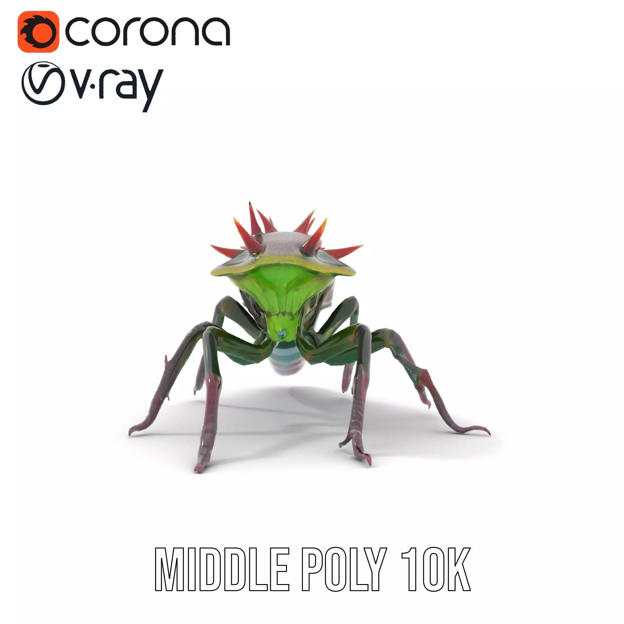 Spiked Alien Creature model pack Low-poly 3D model_12