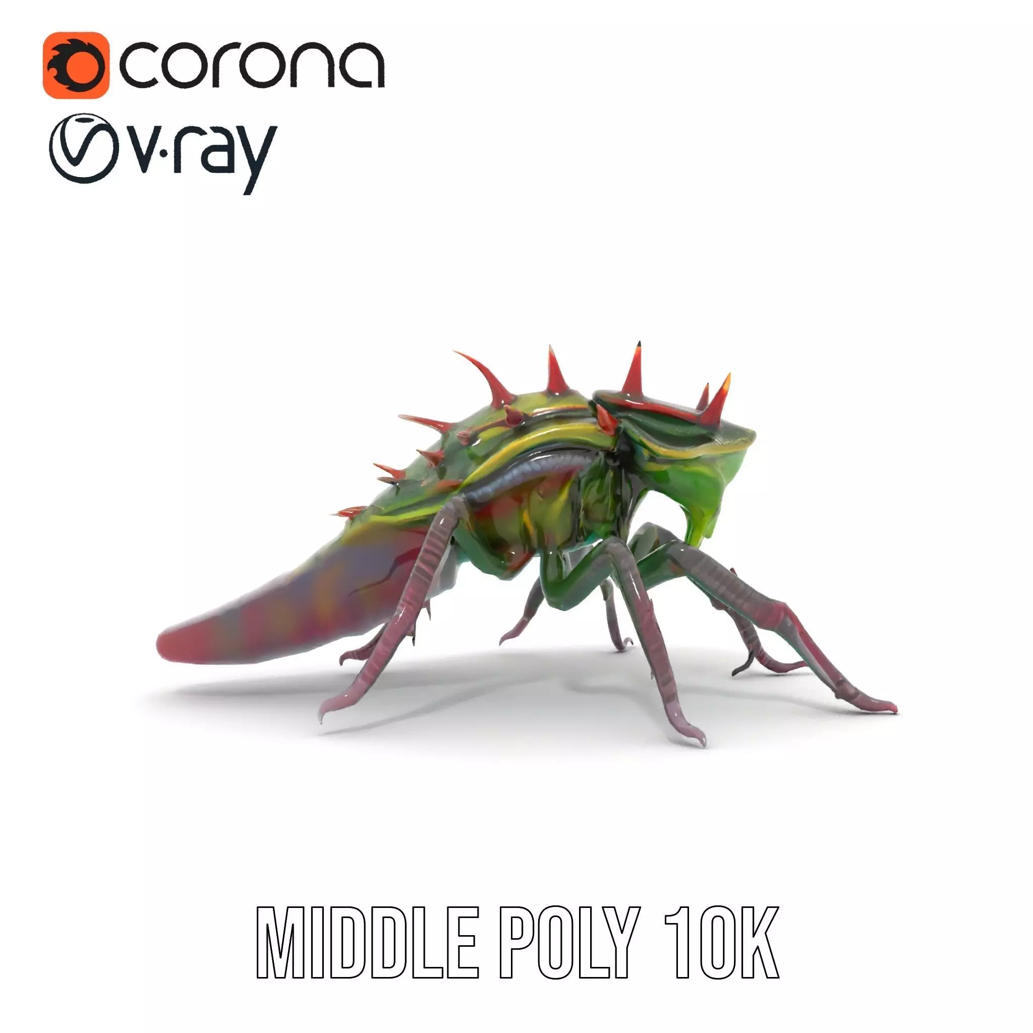 Spiked Alien Creature model pack Low-poly 3D model_14